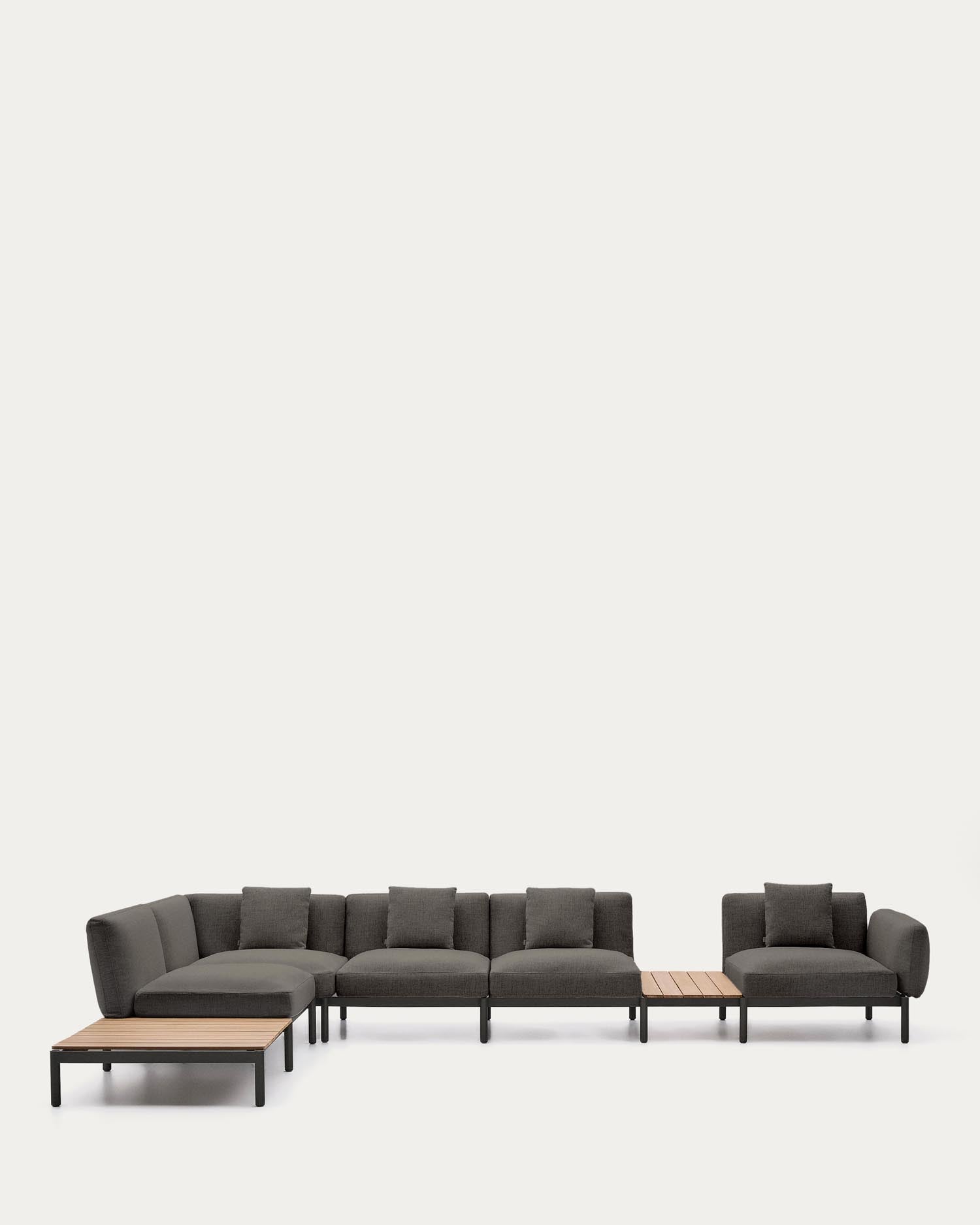 Modular Outdoor corner sofa Sorells with 5 seats with gray padding and gray alumini