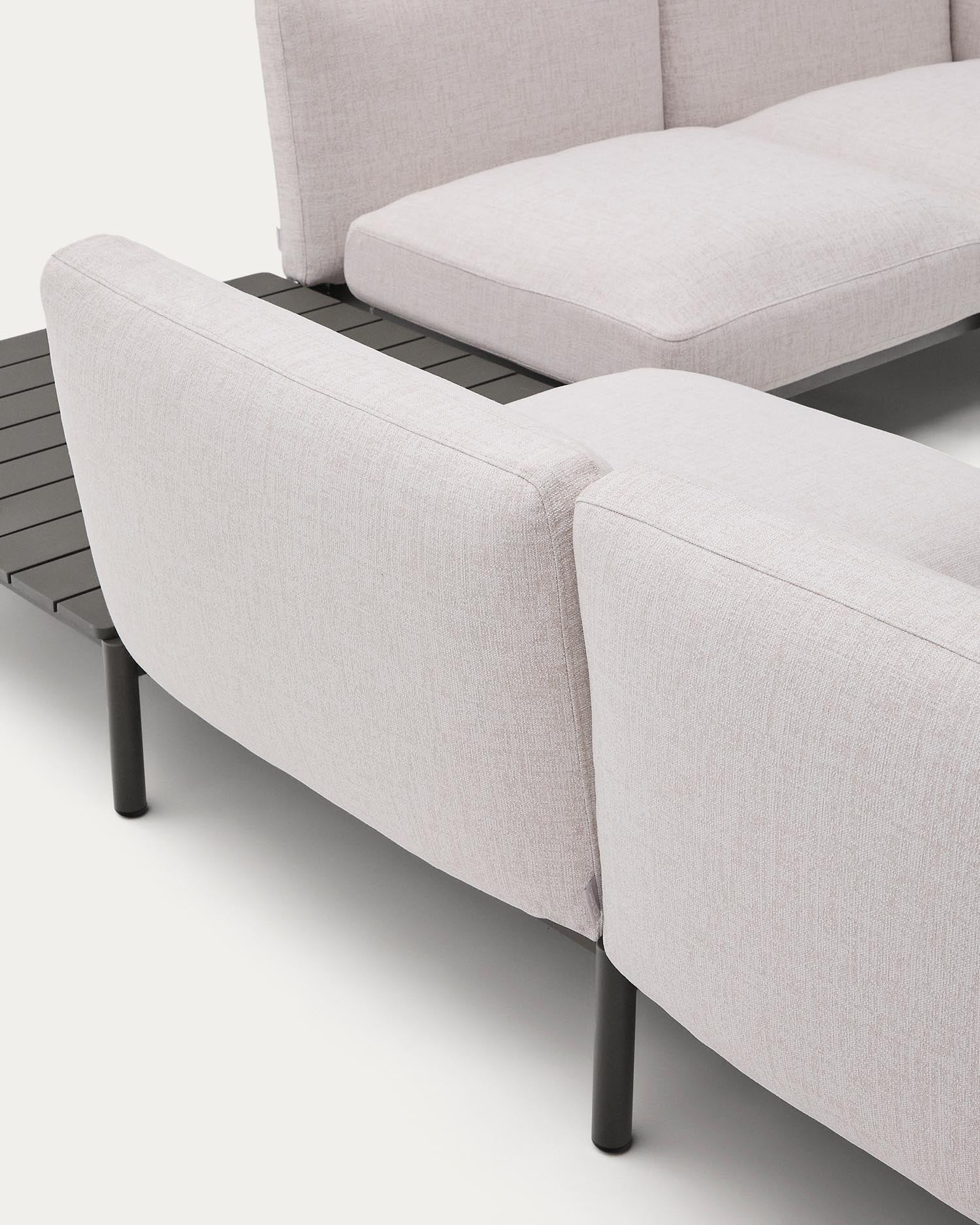 Modular outdoor corner sofa Sorells with 4 seats with beige upholstery and gray