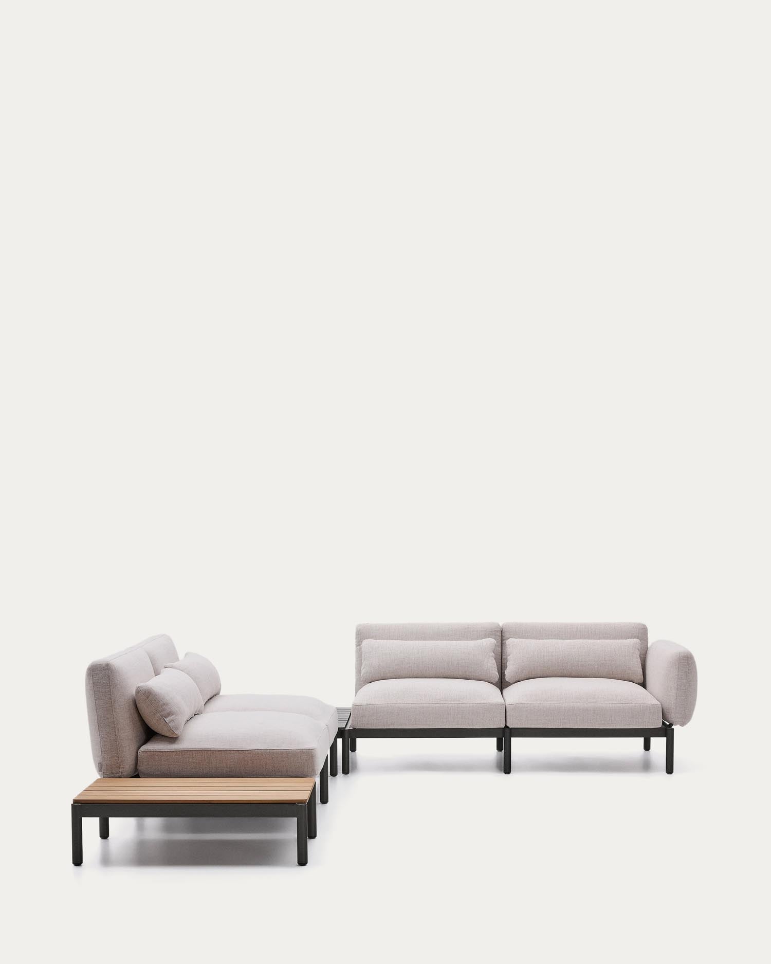 Modular outdoor corner sofa Sorells with 4 seats with beige upholstery and gray