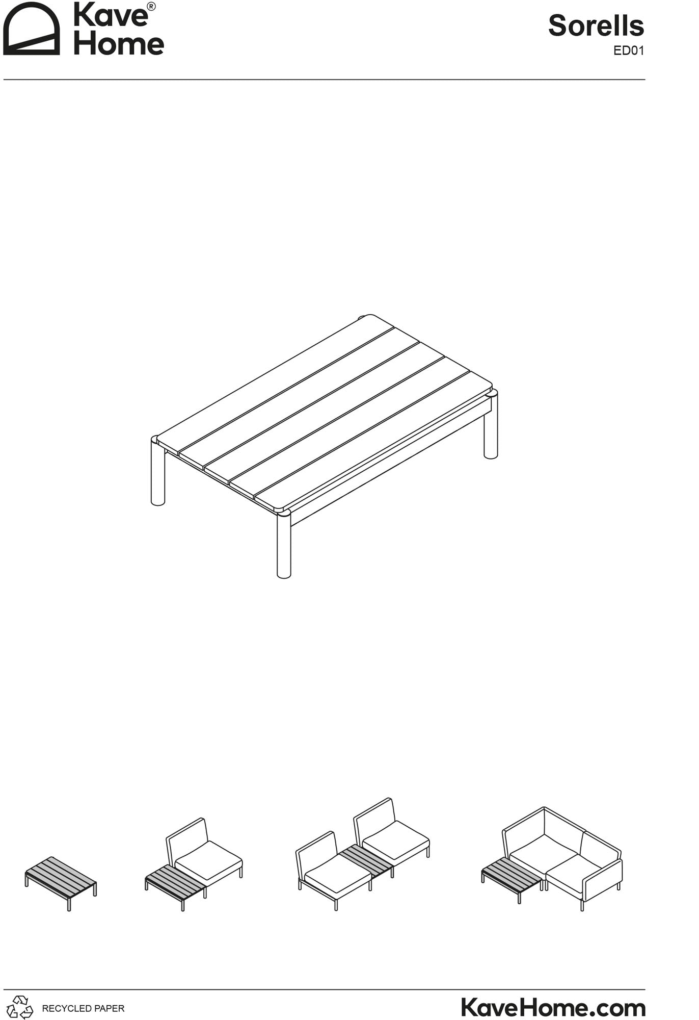 Modular Outdoor sofa Sorells with 3 seats with beige upholstery and gray A