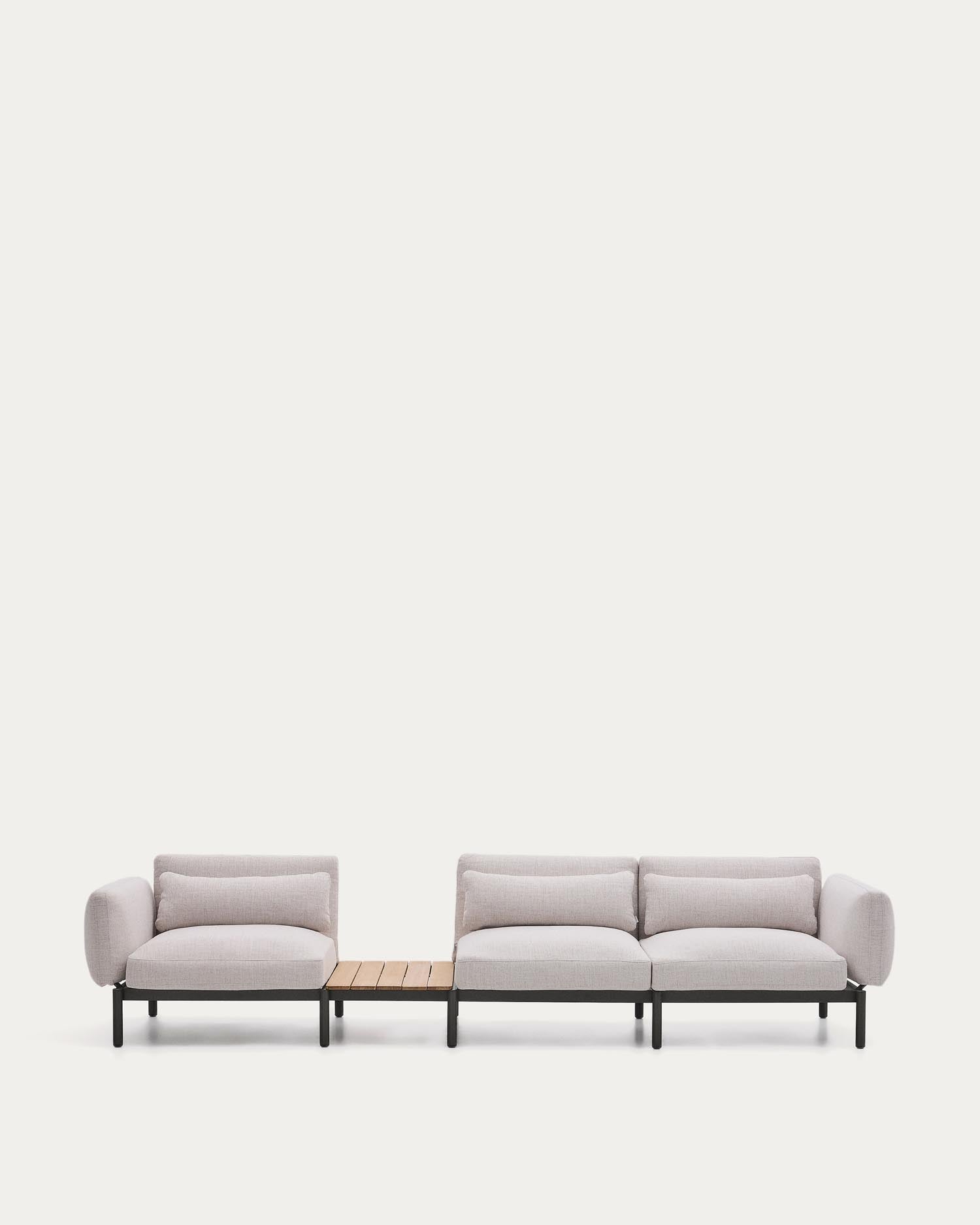 Modular Outdoor sofa Sorells with 3 seats with beige upholstery and gray A