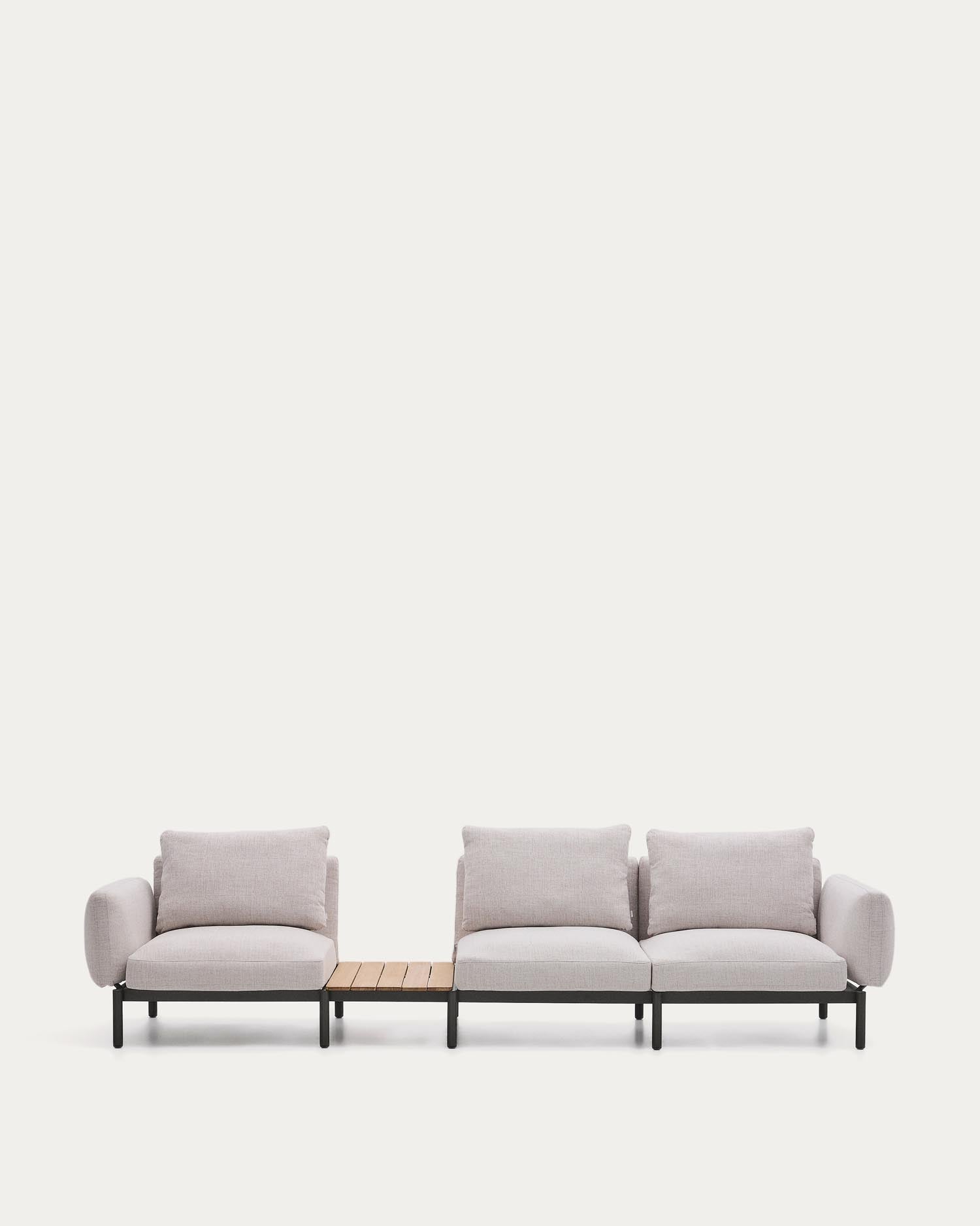 Modular Outdoor sofa Sorells with 3 seats with beige upholstery and gray A