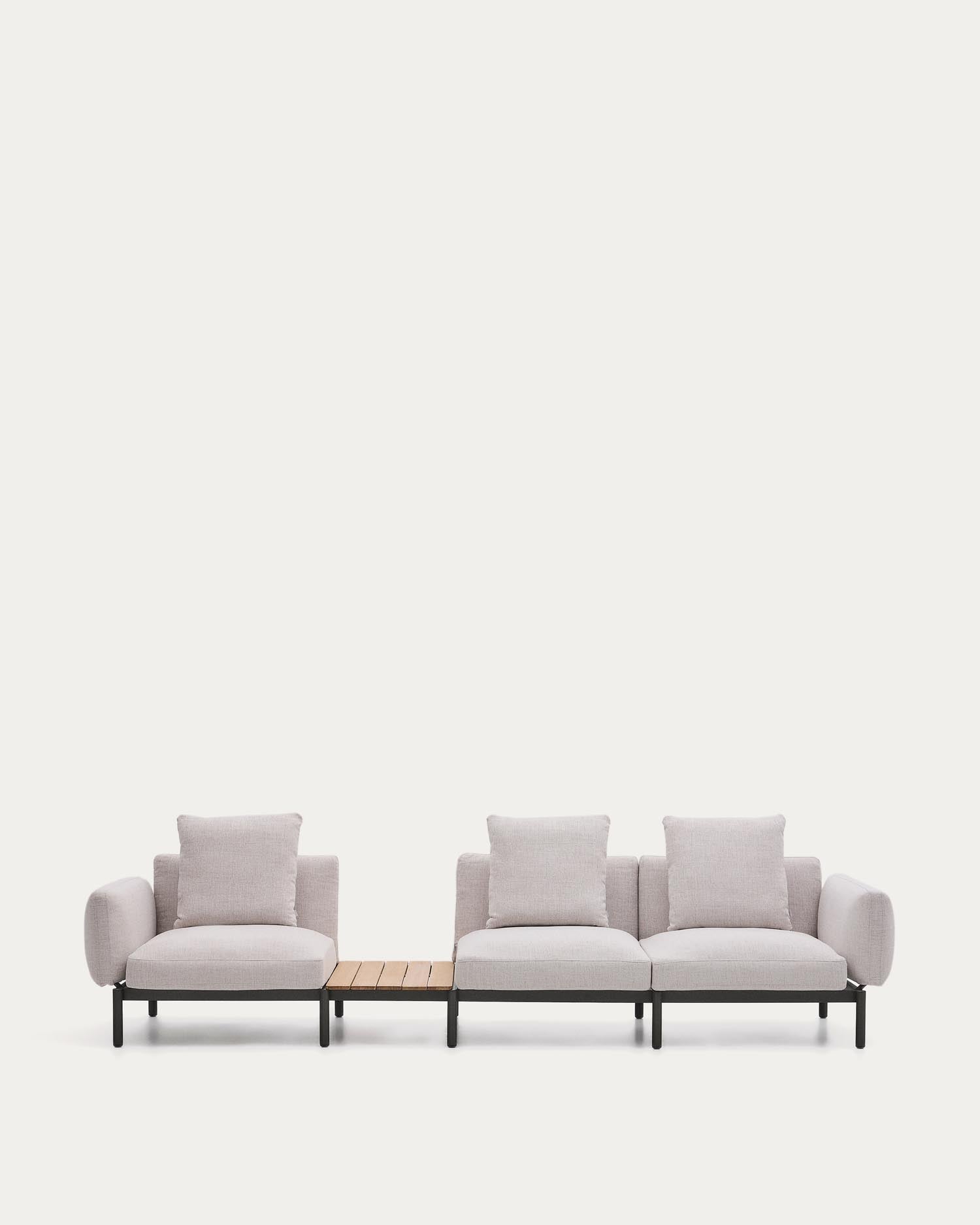 Modular Outdoor sofa Sorells with 3 seats with beige upholstery and gray A