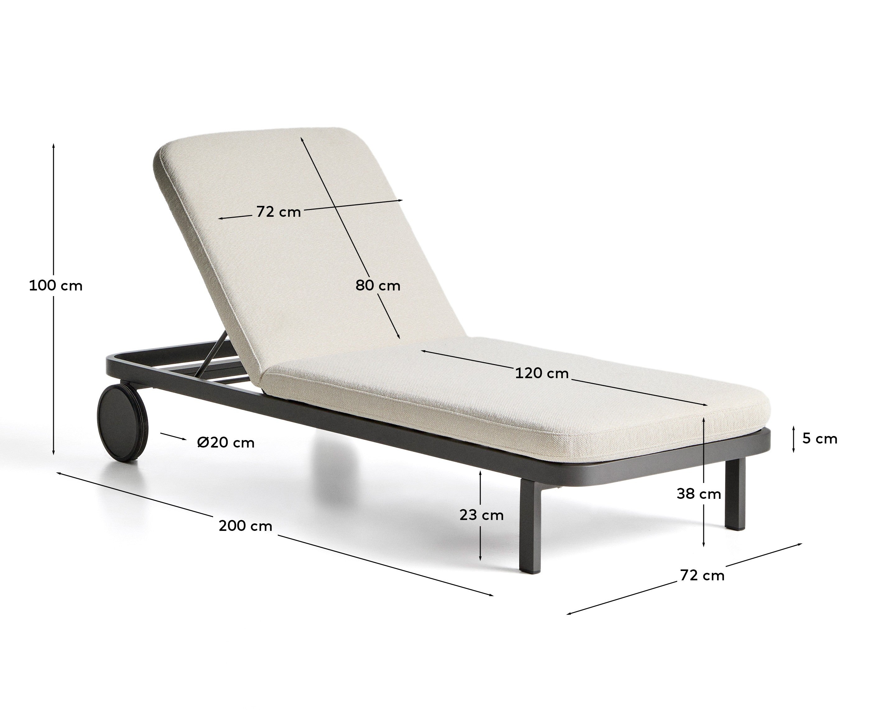 Sonnenliege Kionia aus Aluminium in Graphit. in Graphit präsentiert im Onlineshop von KAQTU Design AG. Liegestuhl ist von Kave Home