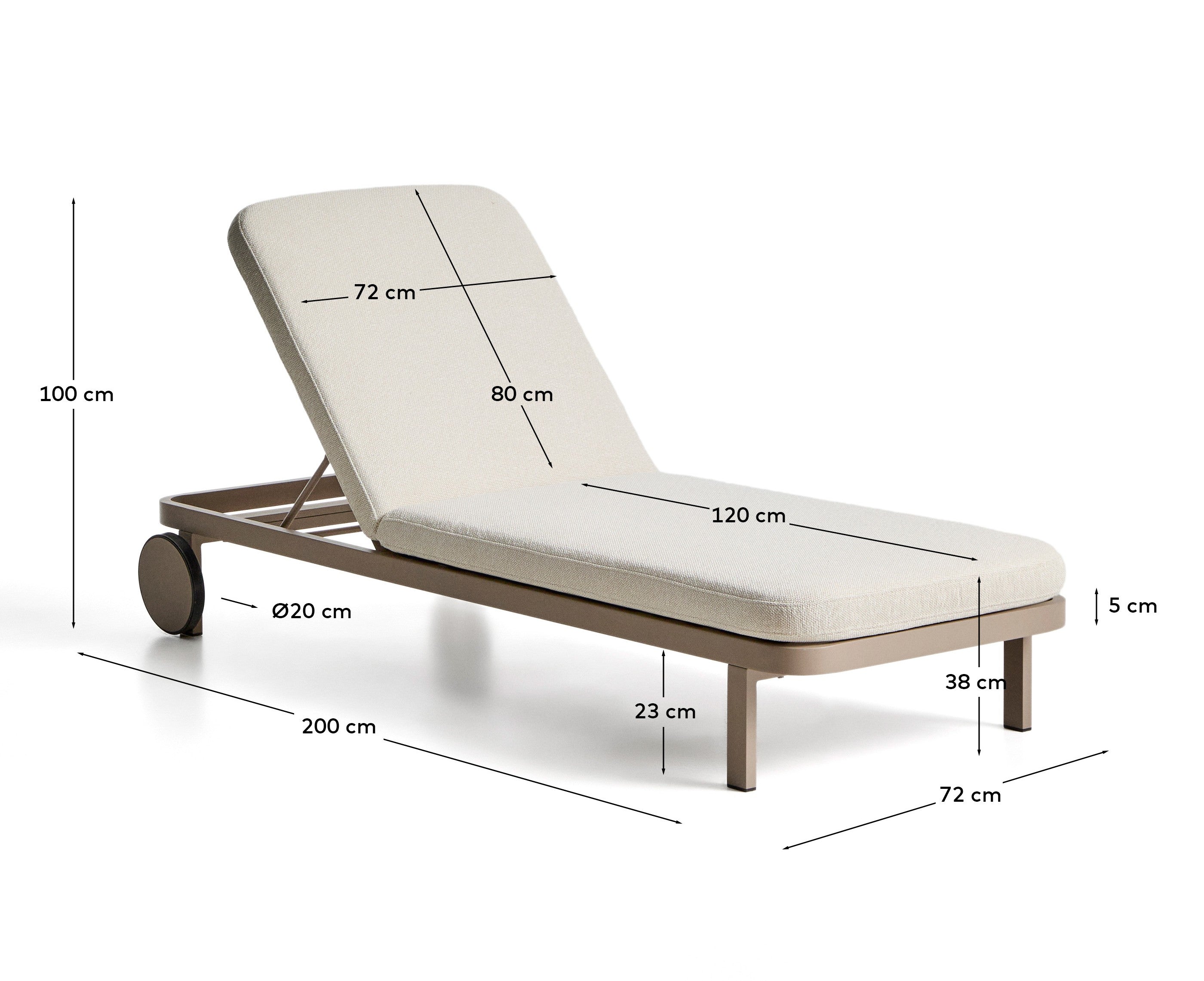 Sonnenliege Kionia aus Aluminium in Taupe. in Taupe präsentiert im Onlineshop von KAQTU Design AG. Liegestuhl ist von Kave Home