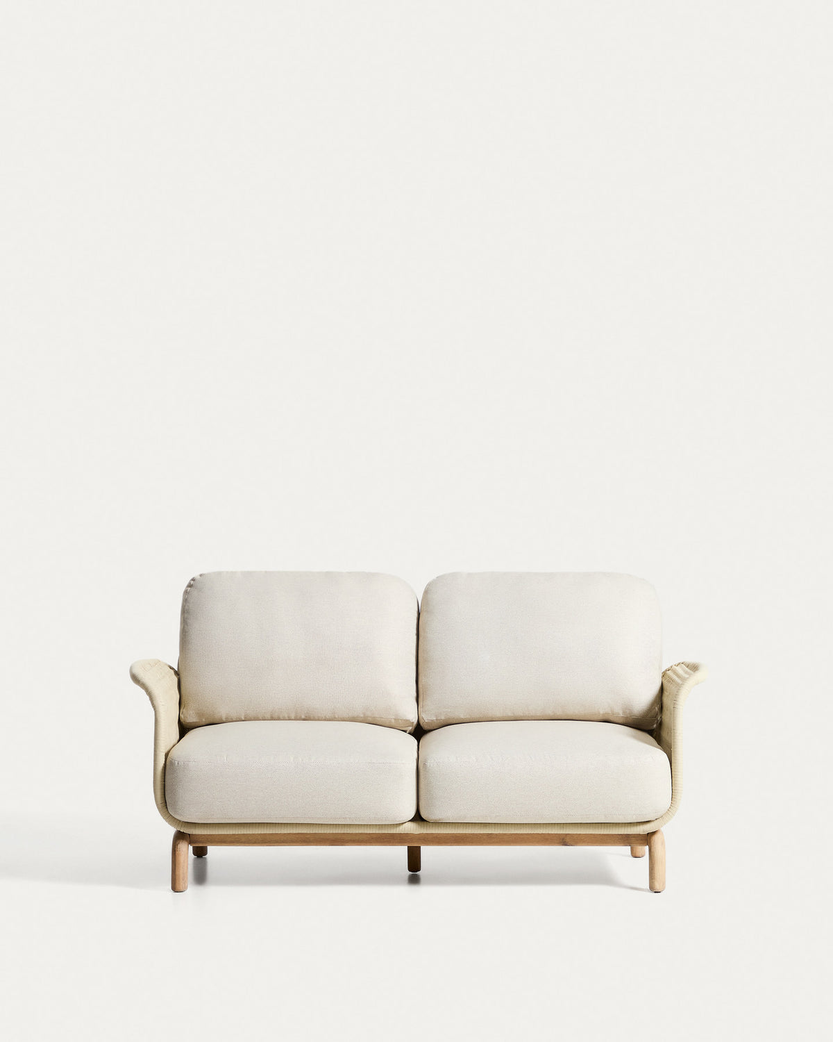 2-Sitzer-Sofa Alipa aus massivem Akazienholz und ecrufarbenem Seil, 165 cm FSC 100% in Ecru, Beige, Weiss präsentiert im Onlineshop von KAQTU Design AG. Lounge Sofa ist von Kave Home