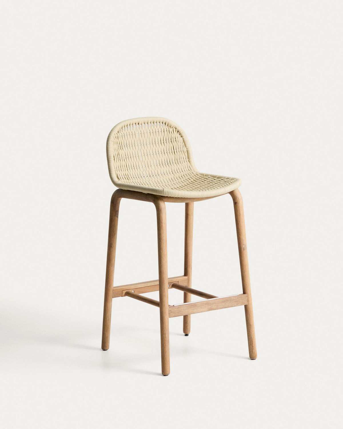 Hocker Alipa aus massivem Akazienholz und ecrufarbenem Seil, 75 cm, FSC 100 % in Ecru, Beige, Weiss präsentiert im Onlineshop von KAQTU Design AG. Hocker Outdoor ist von Kave Home