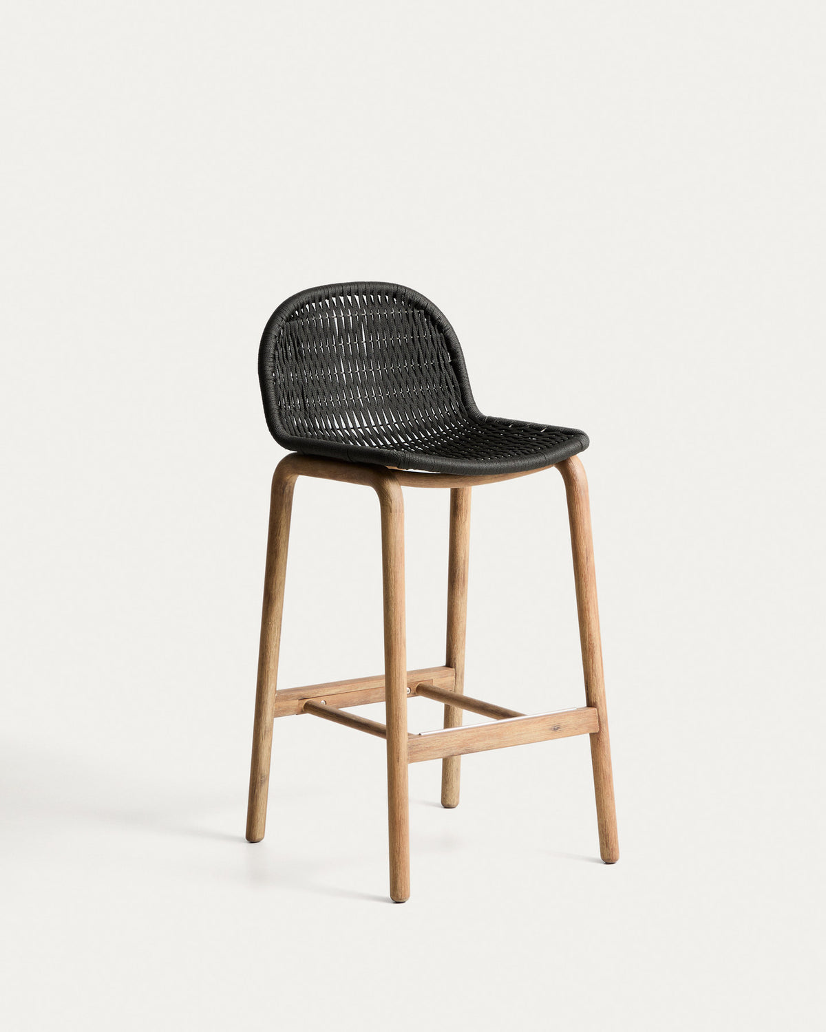 Hocker Alipa aus massivem Akazienholz und dunkelgrauem Seil, 75 cm, FSC 100 % in Graphit, Beige präsentiert im Onlineshop von KAQTU Design AG. Hocker Outdoor ist von Kave Home