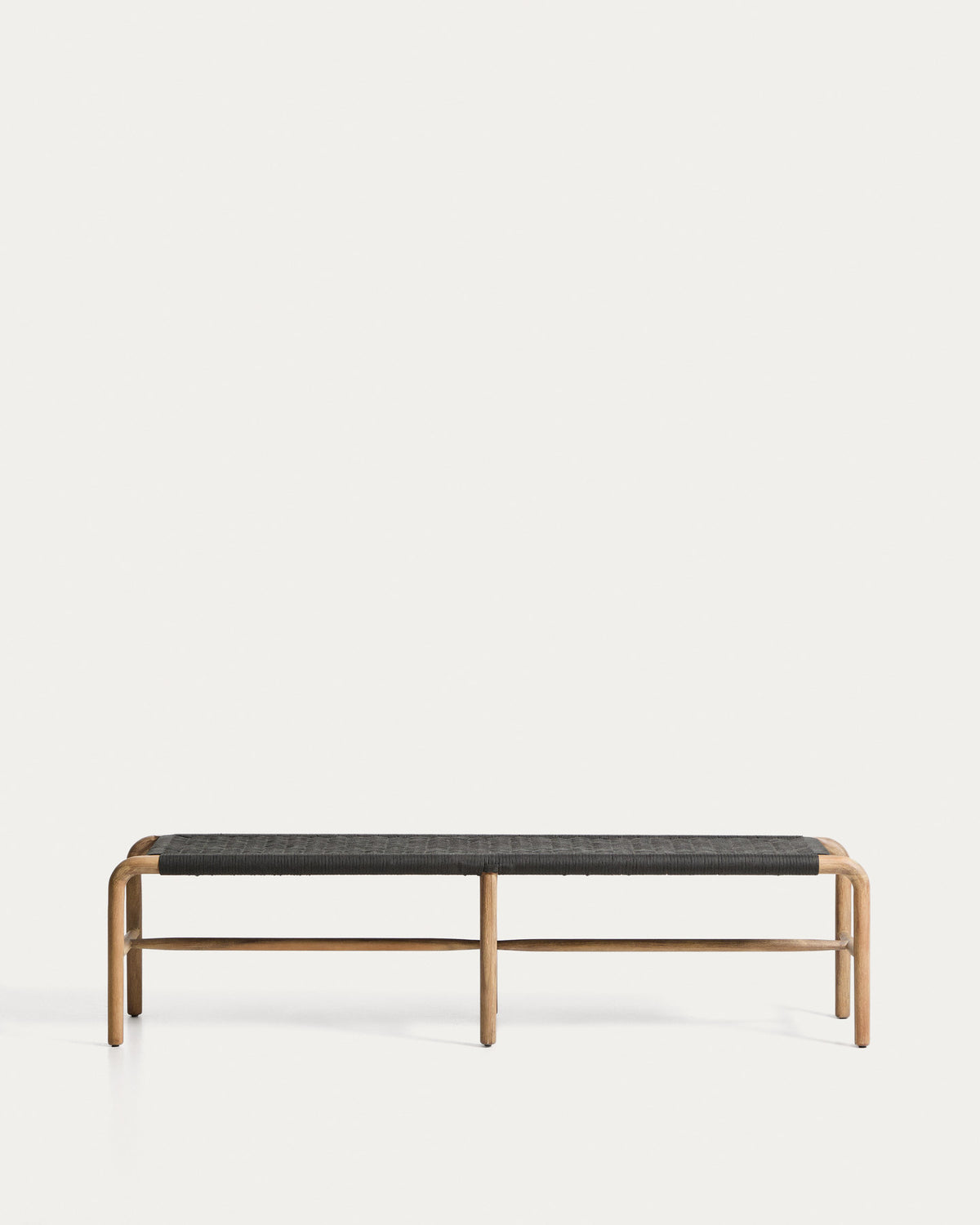 Bank Alipa aus massivem Akazienholz und dunkelgrauem Seil, 180 cm, FSC 100 % in Graphit, Beige präsentiert im Onlineshop von KAQTU Design AG. Gartenbank ist von Kave Home