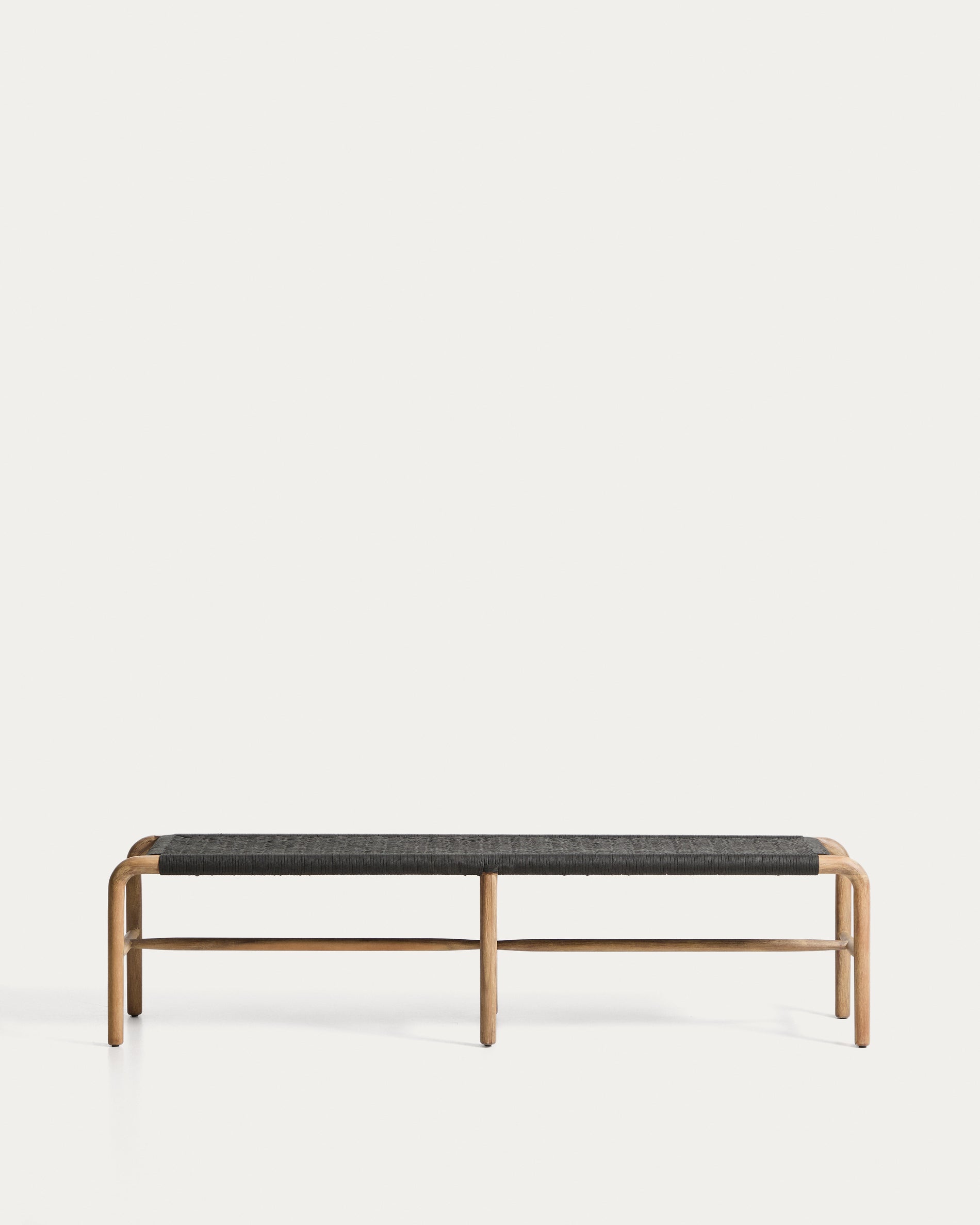 Bank Alipa aus massivem Akazienholz und dunkelgrauem Seil, 200 cm, FSC 100 % in Graphit präsentiert im Onlineshop von KAQTU Design AG. Gartenbank ist von Kave Home