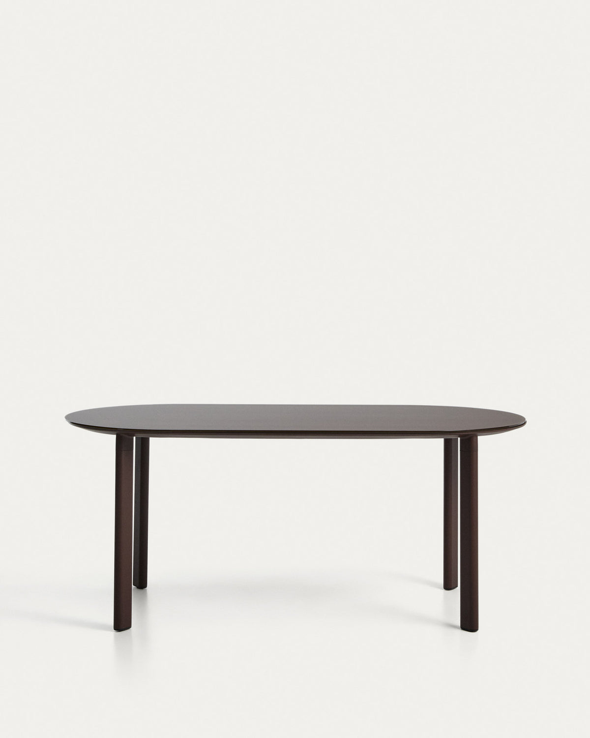 Ovaler Tisch Erice aus Aluminium und gehärtetem Glas in Braun 180 x 90 cm in Dunkelbraun, Braun präsentiert im Onlineshop von KAQTU Design AG. Gartentisch ist von Kave Home