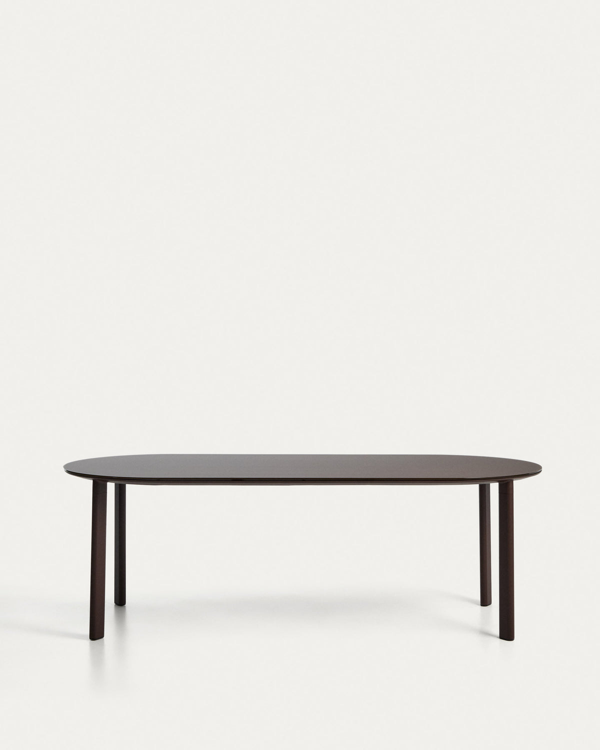 Ovaler Tisch Erice aus Aluminium und gehärtetem Glas in Braun 230 x 100 cm in Dunkelbraun, Braun präsentiert im Onlineshop von KAQTU Design AG. Gartentisch ist von Kave Home