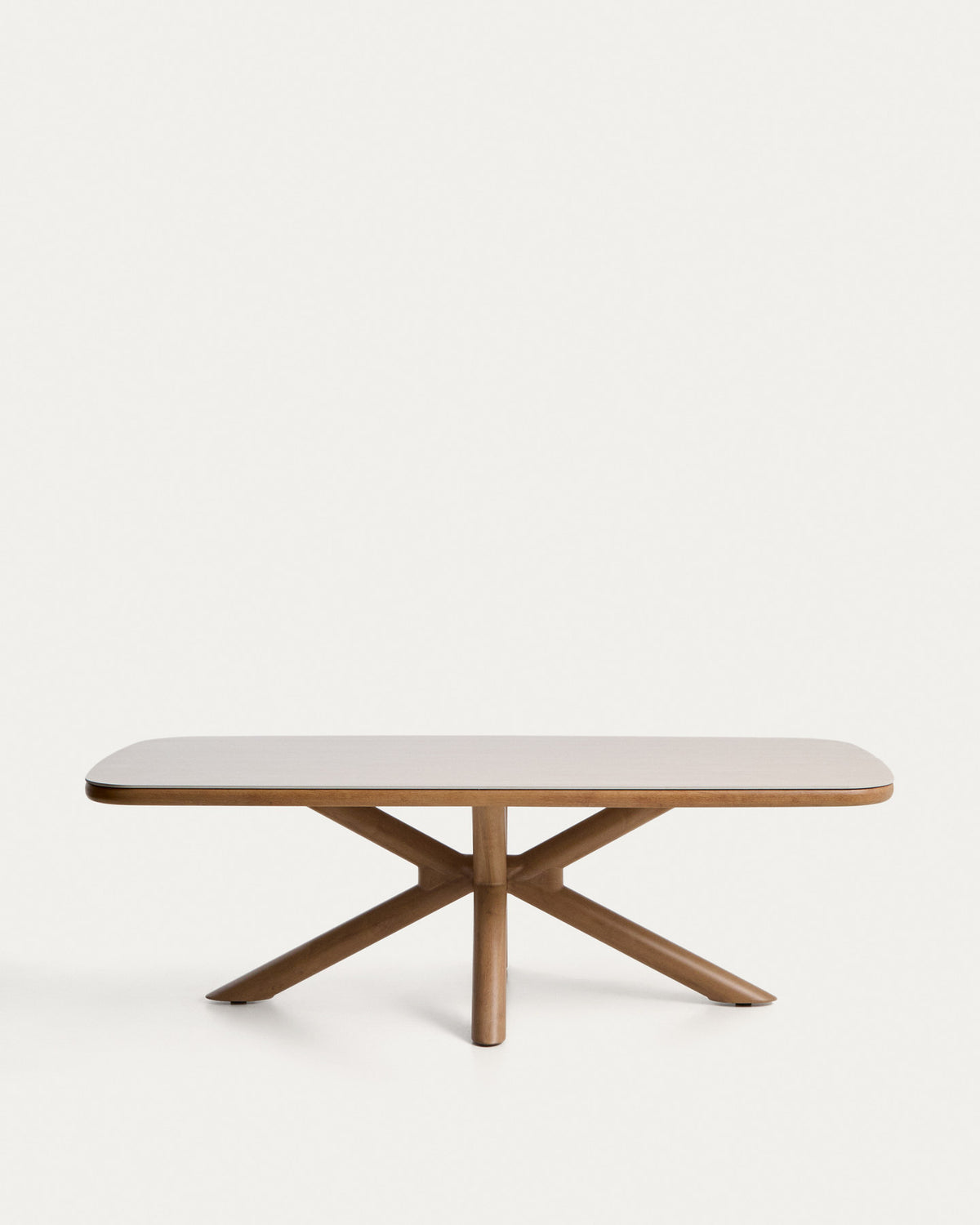 Outdoor-Tisch Mirtia aus Aluminium in Holzoptik und gesintertem Stein 240 x 110 cm in Ecru, Beige, Natur, Weiss präsentiert im Onlineshop von KAQTU Design AG. Gartentisch ist von Kave Home