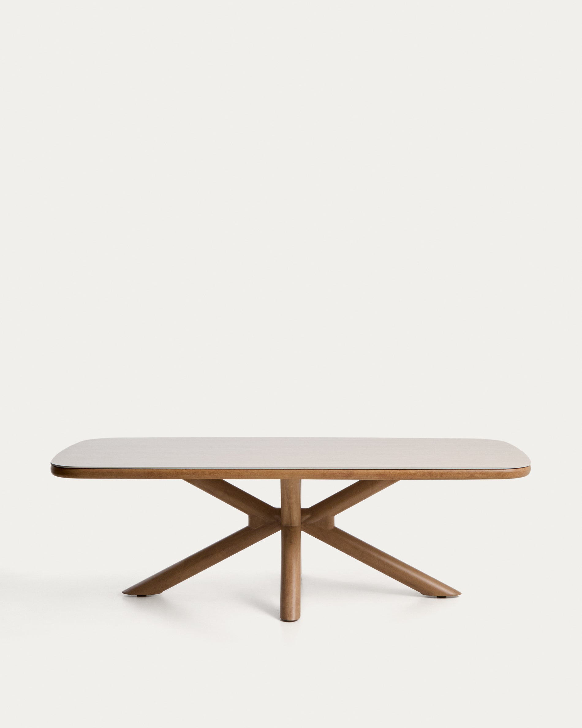 Outdoor-Tisch Mirtia aus Aluminium in Holzoptik und gesintertem Stein 240 x 110 cm in Ecru präsentiert im Onlineshop von KAQTU Design AG. Gartentisch ist von Kave Home