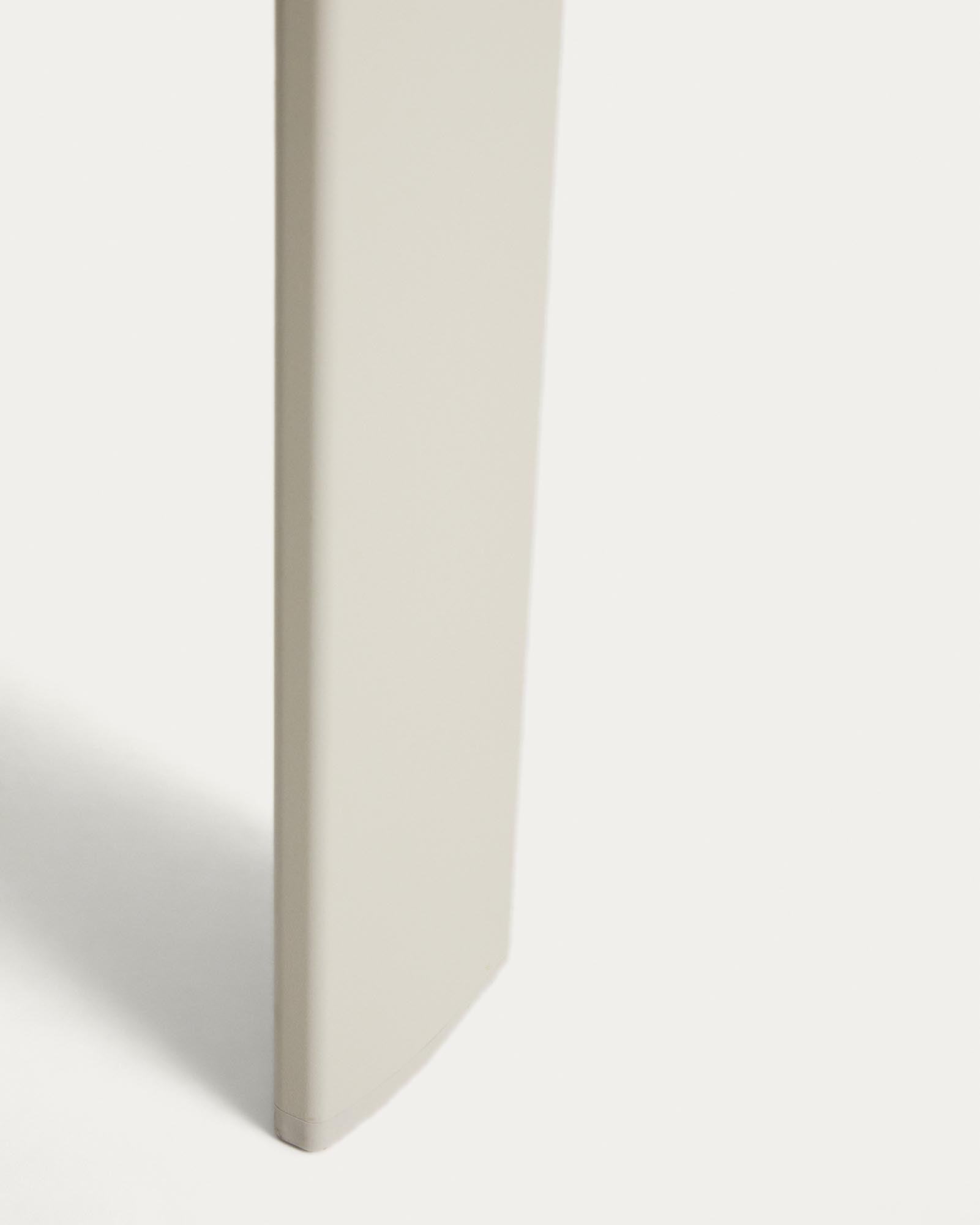 Eleganter Ausziehtisch Brela aus Aluminium in natürlichem Finish, ideal für Gartenpartys, erweiterbar von 205 auf 287 cm.
