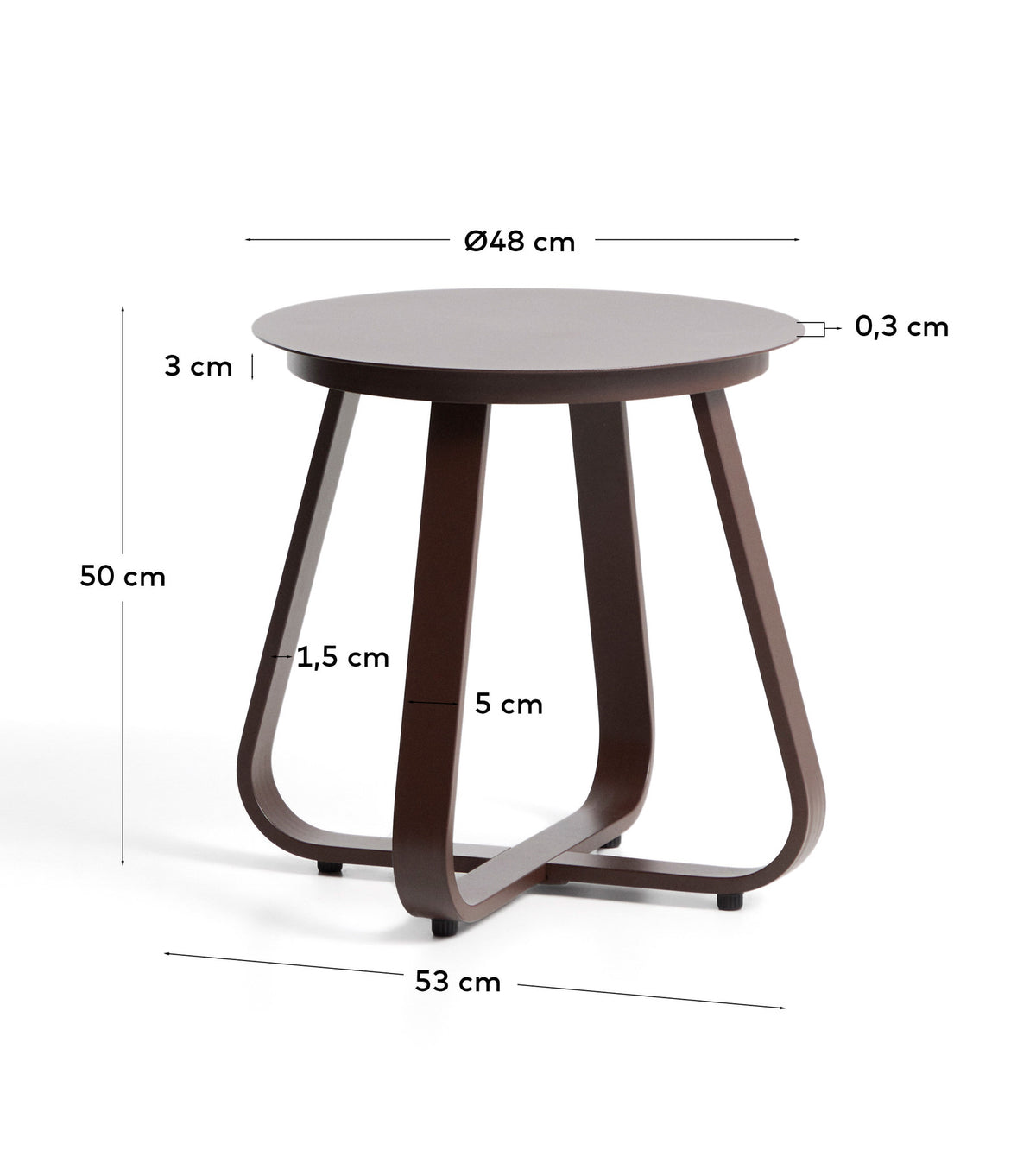 Outdoor Beistelltisch Tamaris aus Aluminium in Braun Ø 48 cm in Braun, Hellbraun, Beige präsentiert im Onlineshop von KAQTU Design AG. Beistelltisch Outdoor ist von Kave Home