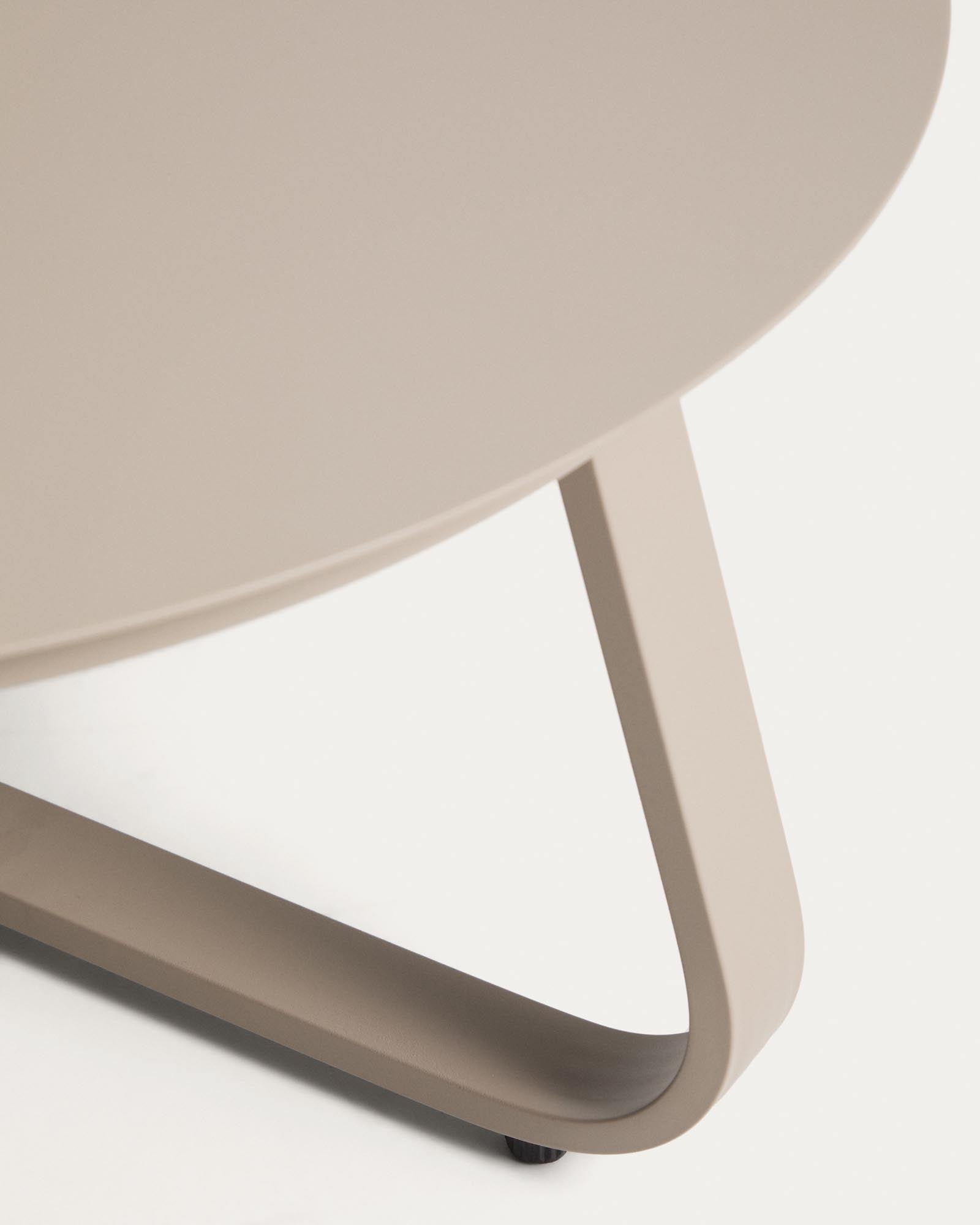 Eleganter Outdoor-Couchtisch Tamaris aus langlebigem taupefarbenem Aluminium, Ø 80 cm, ideal für entspannte Stunden im Freien.