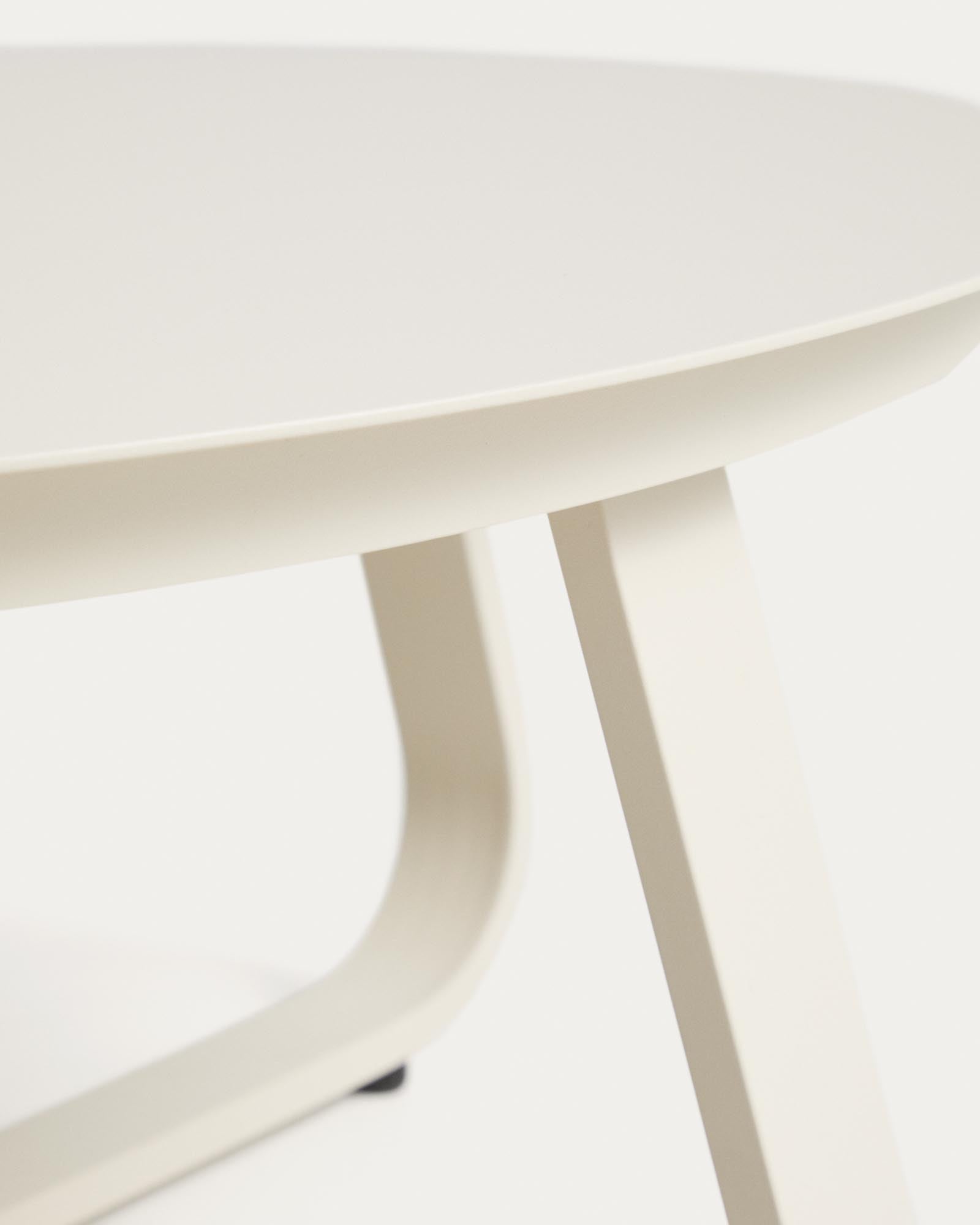 Moderner Loungetisch Tamaris aus langlebigem ecrufarbenem Aluminium, Ø 80 cm, perfekt für stilvolle Outdoor-Bereiche und gesellige Runden.