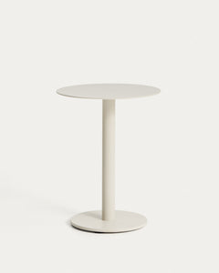 Beistelltisch Asinara aus ecrufarbenem Aluminium, Ø 40 cm
