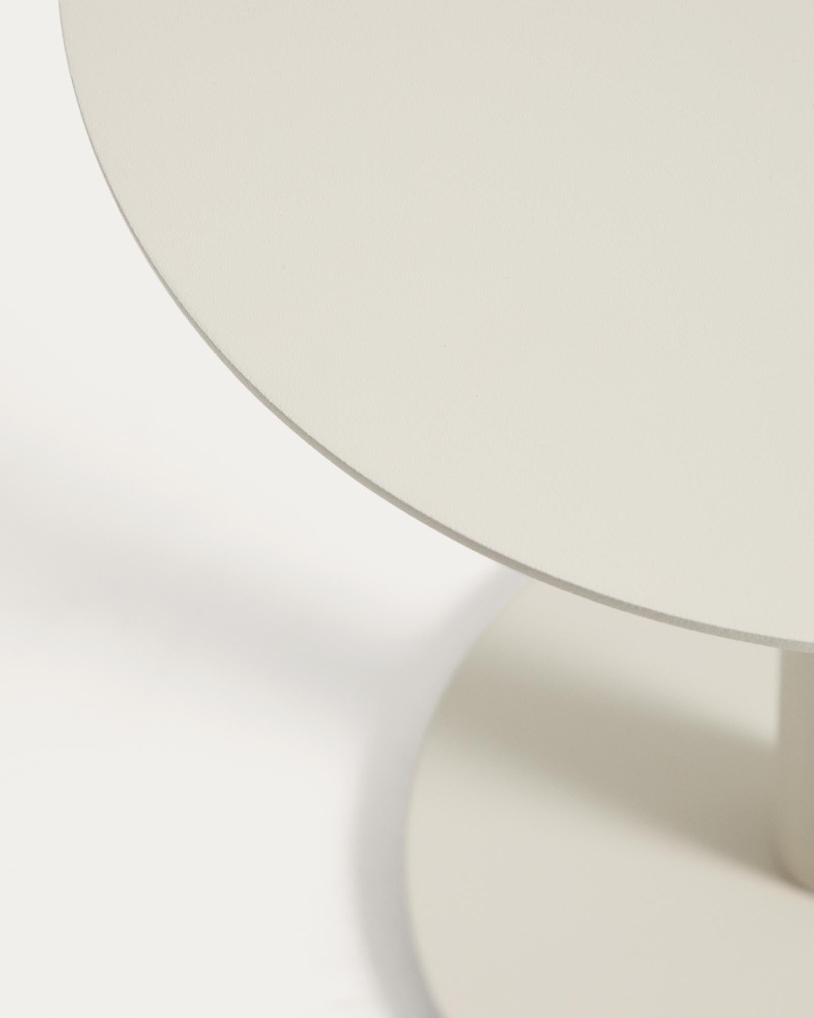 Eleganter Beistelltisch Asinara aus leichtem, beigem Aluminium, Ø 40 cm, ideal für stilvolle Akzente im Außenbereich.