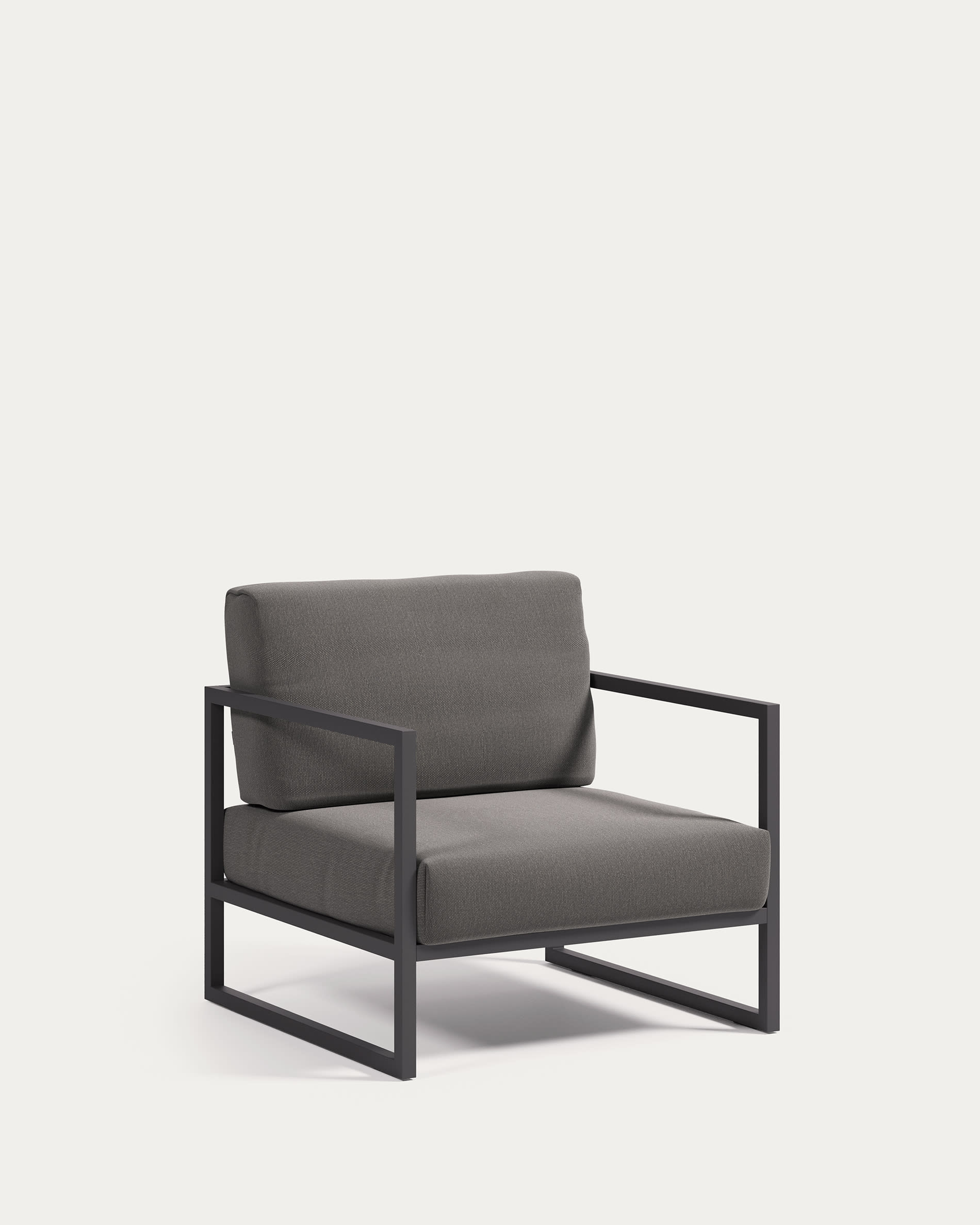 Fauteuil Comova 100% outdoor, gris foncé et en aluminium noir