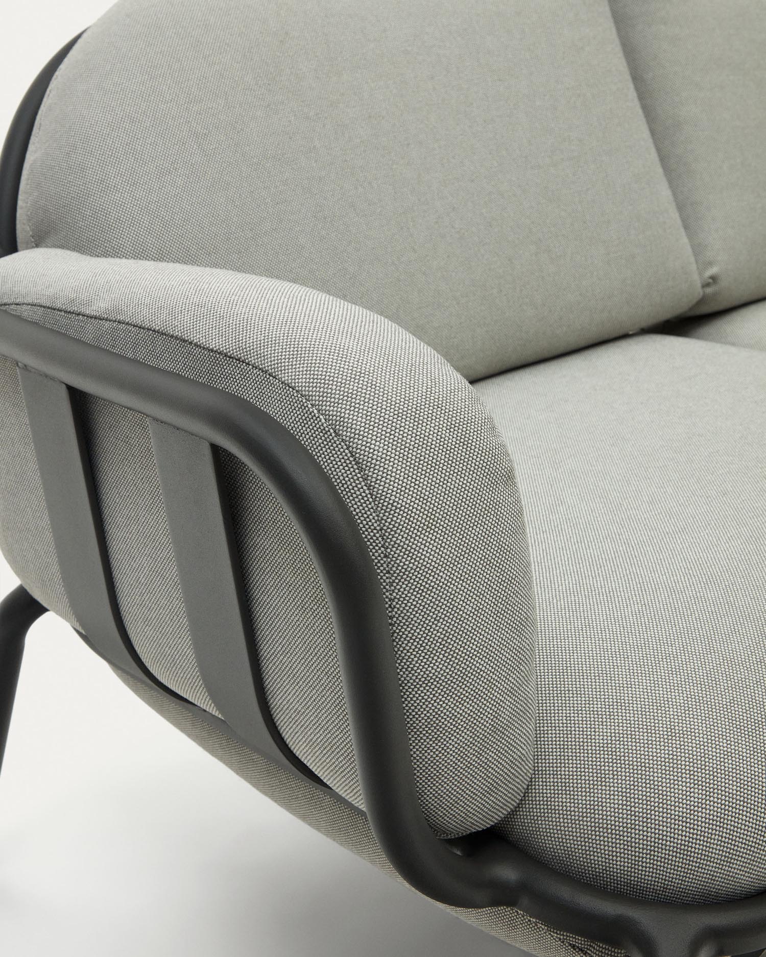 Elegantes 2-Sitzer-Gartensofa aus grauem Aluminium, 165 cm, ideal für stilvolle und bequeme Außenbereiche.