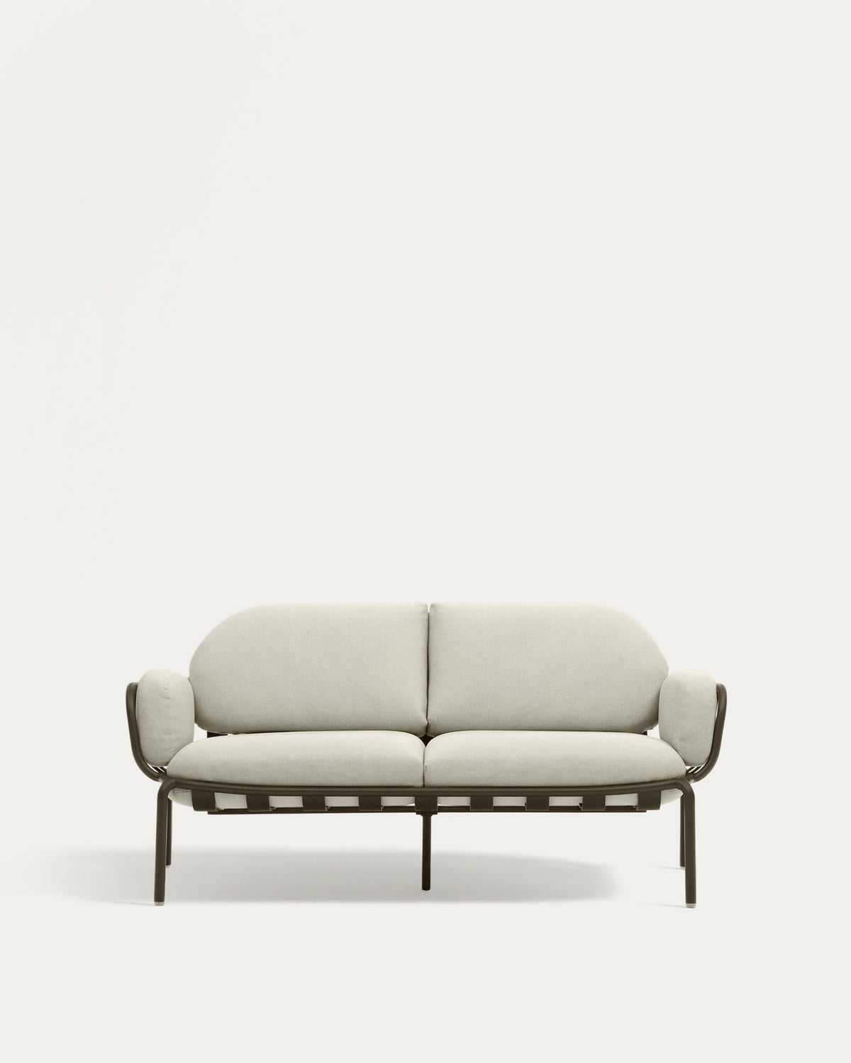 2-Sitzer-Outdoor-Sofa Joncols aus grün lackiertem Aluminium mit beigen Kissen, 164 cm in Grün, Beige präsentiert im Onlineshop von KAQTU Design AG. Lounge Sofa ist von Kave Home