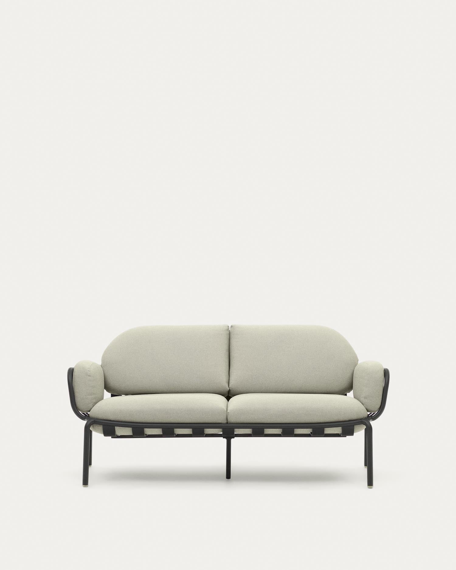 2-Sitzer-Outdoor-Sofa Joncols mit Bezug in Beige aus Aluminium mit grau lackiertem Finish