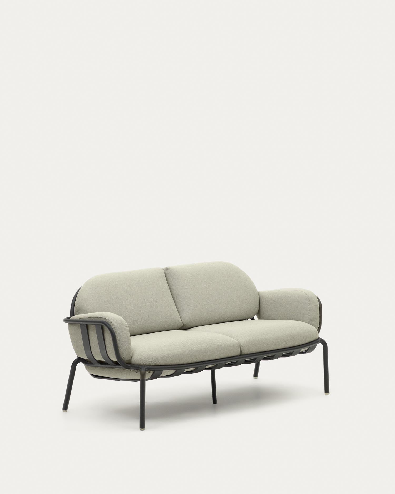2-Sitzer-Outdoor-Sofa Joncols mit Bezug in Beige aus Aluminium mit grau lackiertem Finish