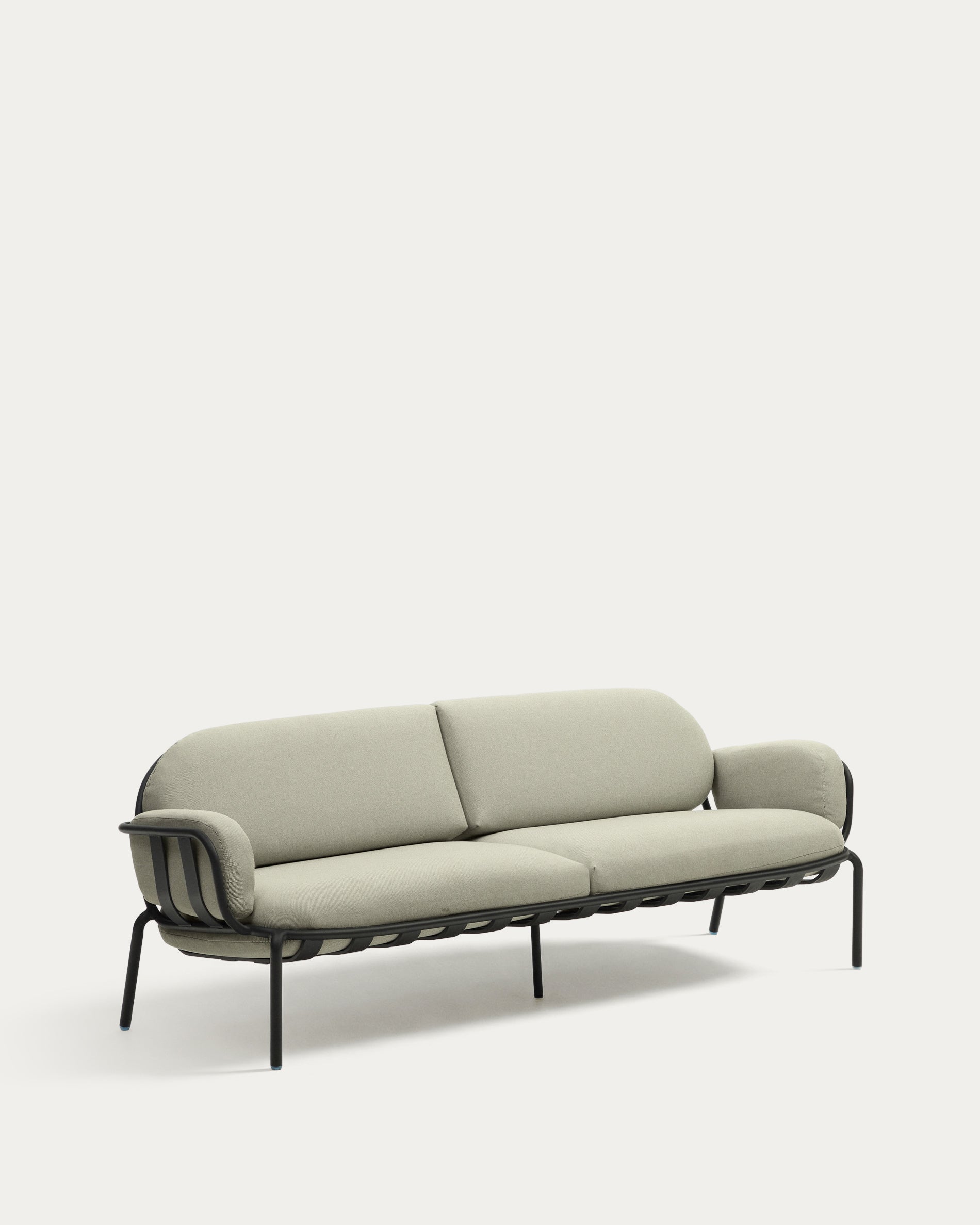 3-Sitzer-Outdoor-Sofa Joncols mit Bezug in Beige aus Aluminium mit grau lackiertem Finish 225 cm in Grau präsentiert im Onlineshop von KAQTU Design AG. Loungesofa ist von Kave Home