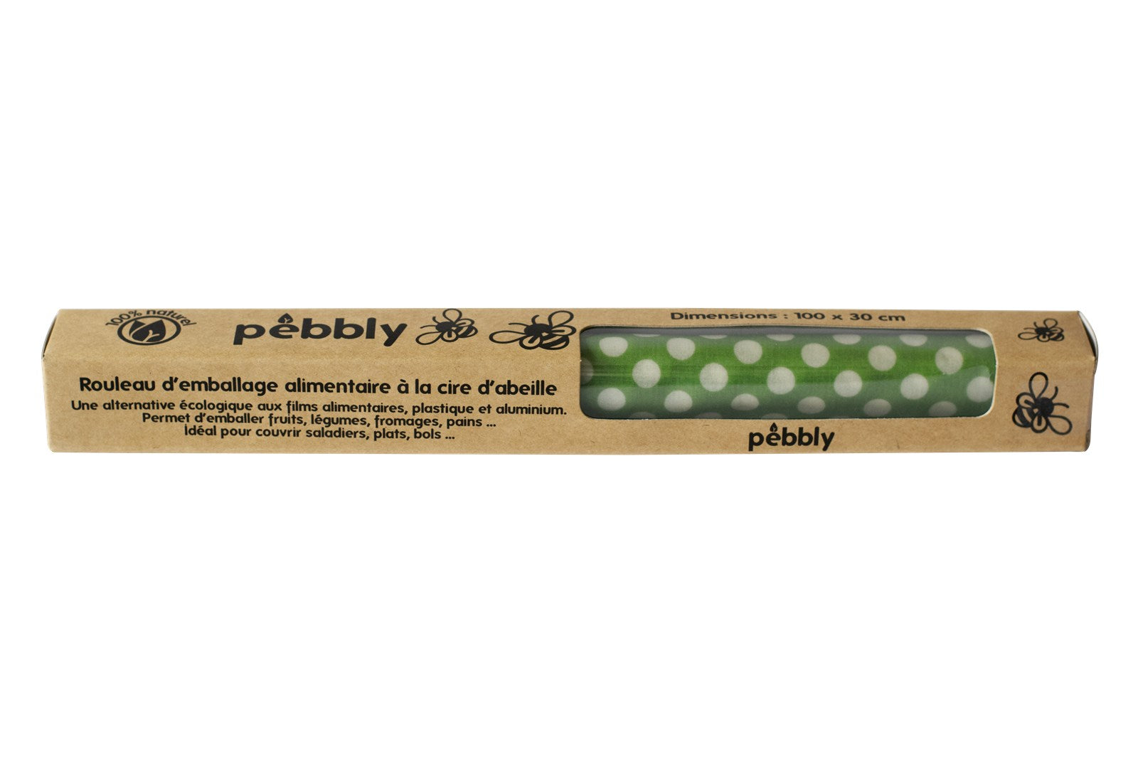 Pebbly Bienenwachstuch-Rolle grün, 30,5 x 100cm - KAQTU Design