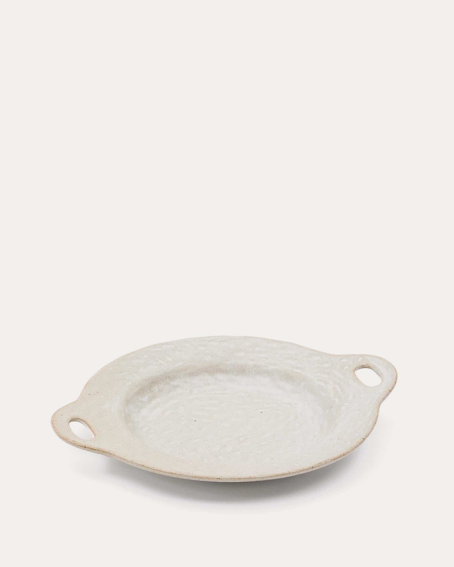 Flacher Teller Zunel aus Keramik in Beige in Braun präsentiert im Onlineshop von KAQTU Design AG. Teller ist von Kave Home