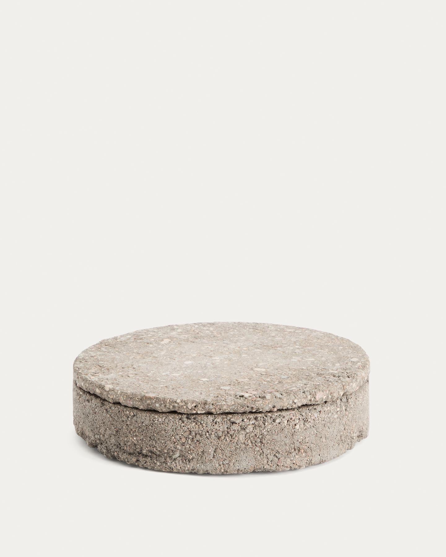 Dekorative Box Mirani aus Stein Ø 23 cm in Steinfarben präsentiert im Onlineshop von KAQTU Design AG. Aufbewahrungsbox ist von Kave Home