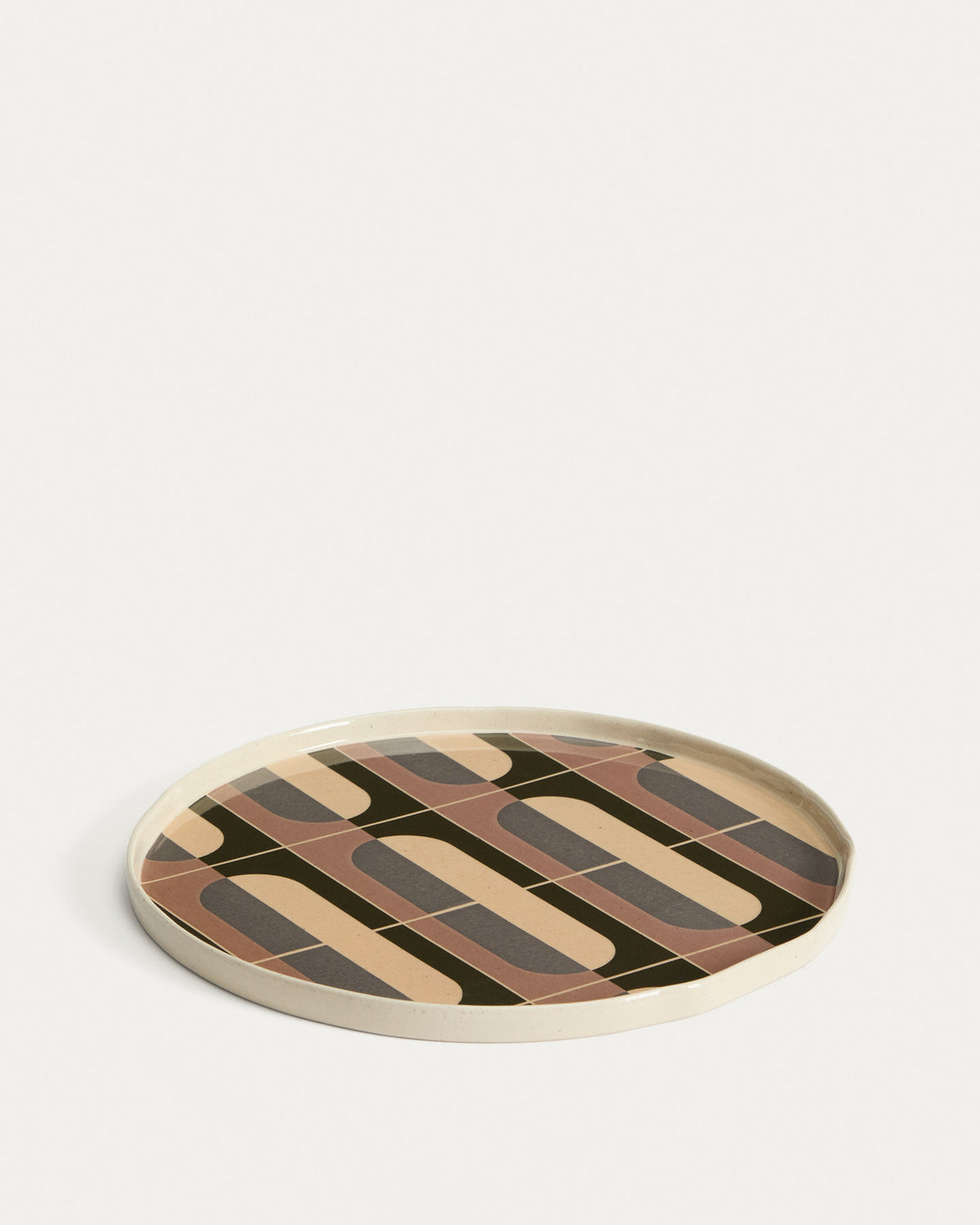 Speiseteller Julnet aus brauner Keramik in Beige, Blau, Grün, Blassrosa präsentiert im Onlineshop von KAQTU Design AG. Teller ist von Kave Home