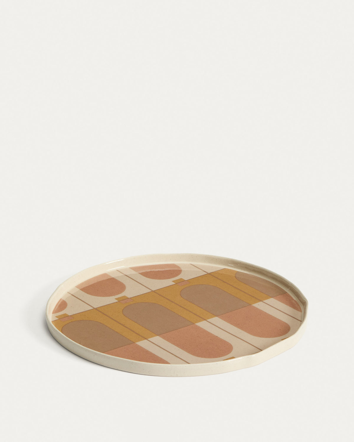 Speiseteller Julnet aus beigefarbener Keramik in Rosa, Gelb, Hellbraun, Beige präsentiert im Onlineshop von KAQTU Design AG. Teller ist von Kave Home
