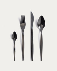 Selua 16-piece stainless steel cutlery set with a glossy black finish