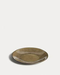 Dessert plate made of Aderno ceramic, moss green