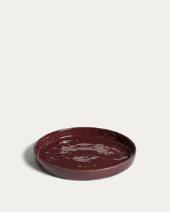 Daner ceramic dessert plate, burgundy red