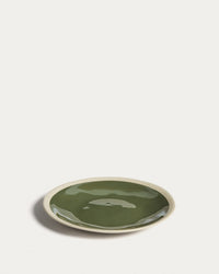 Nale ceramic dessert plate, beige with green base