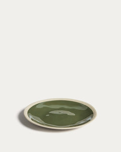 Nale ceramic dessert plate, beige with green base