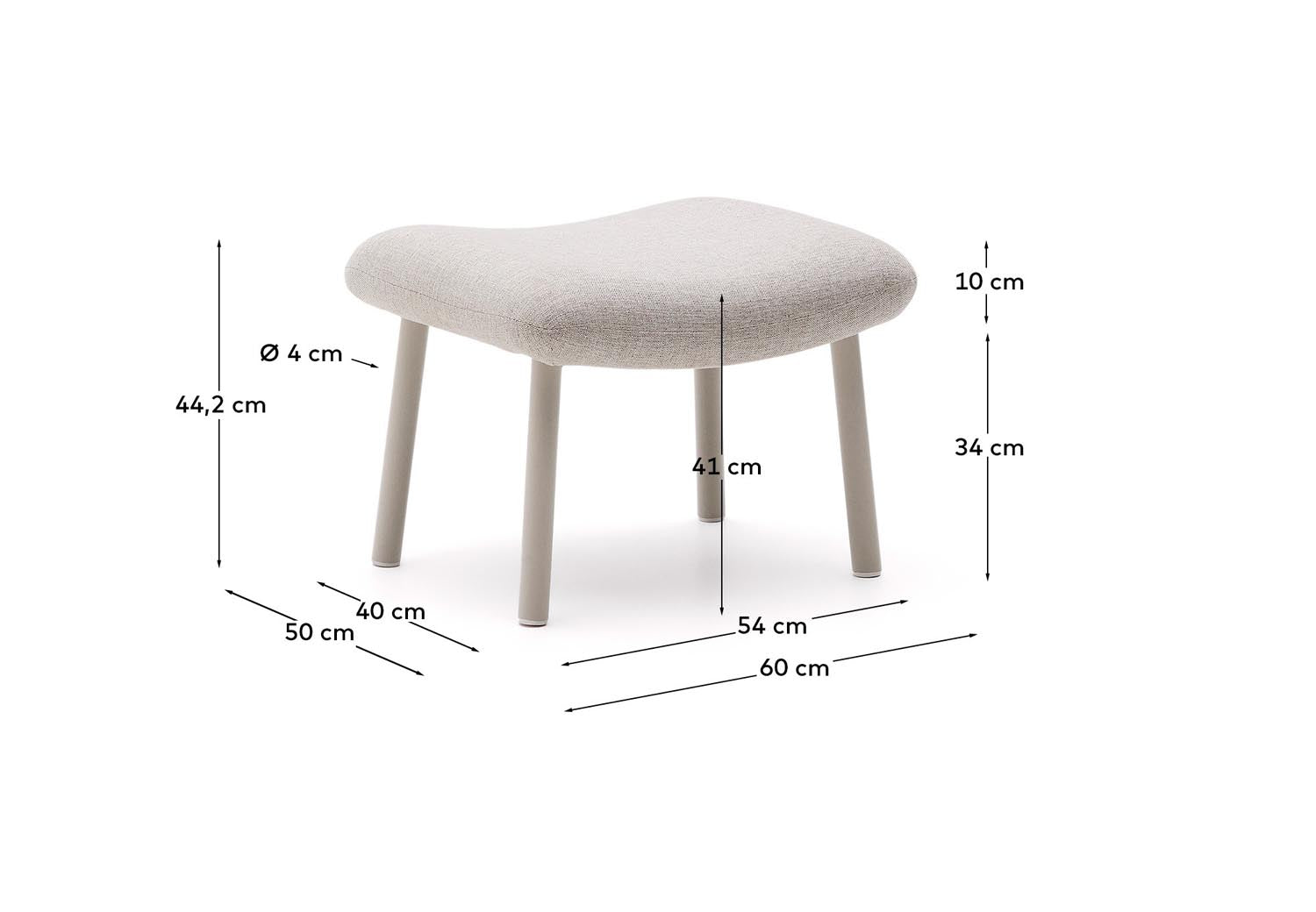 Fußablage Inari in Beige und beige lackierter Stahl 60 x 50cm FSC Mix Credit in Beige präsentiert im Onlineshop von KAQTU Design AG. Hocker ist von Kave Home