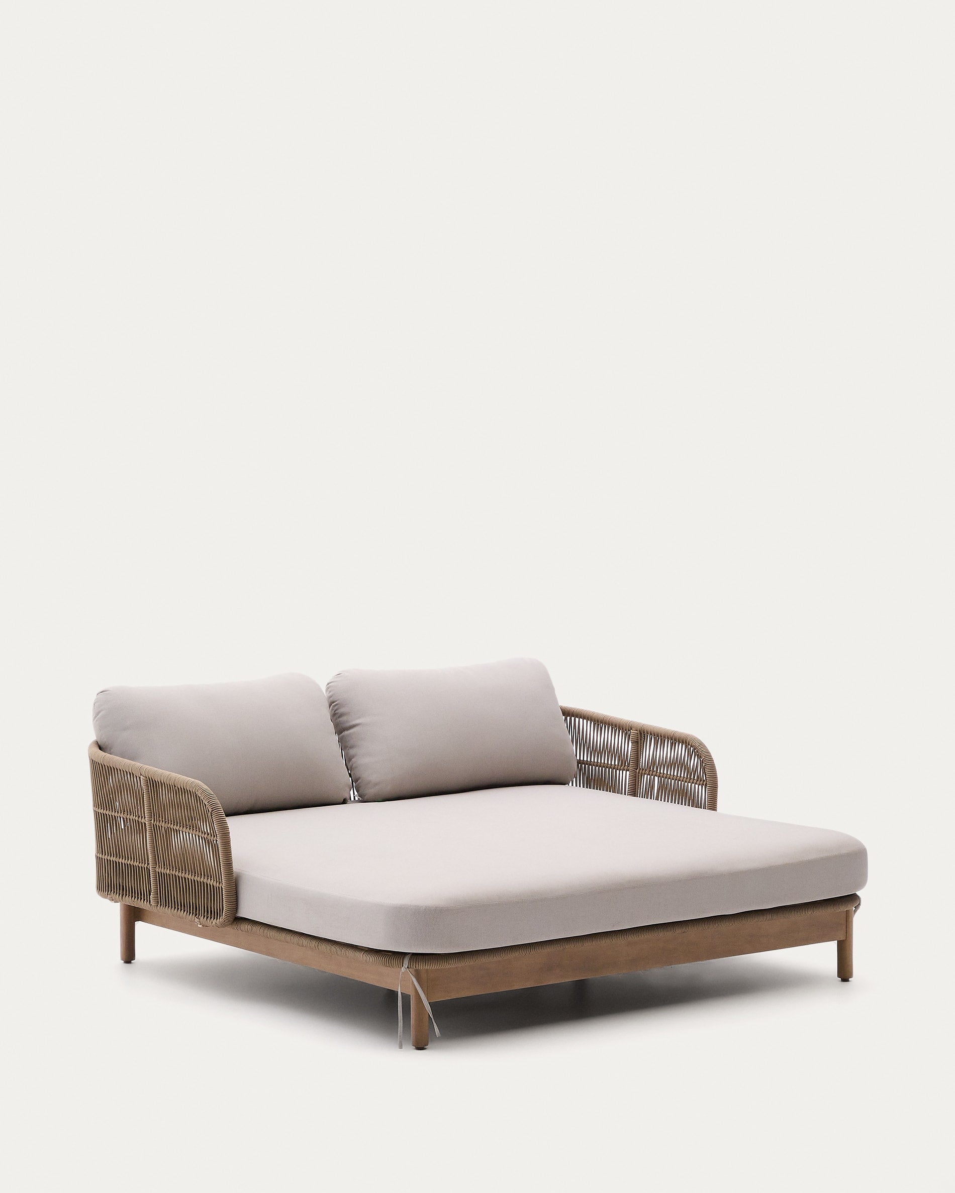 2er-Sonnenliege Catalina aus beigem Seil und massivem Akazienholz FSC 100%