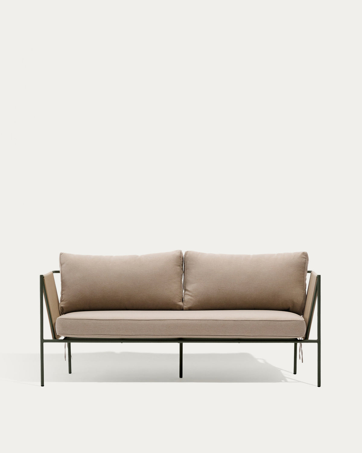 2-Sitzer-Outdoor-Sofa Zivia aus écrufarbenem Seil und grün verzinktem Stahl 178 cm in Ecru, Beige, Dunkelgrün präsentiert im Onlineshop von KAQTU Design AG. Lounge Sofa ist von Kave Home
