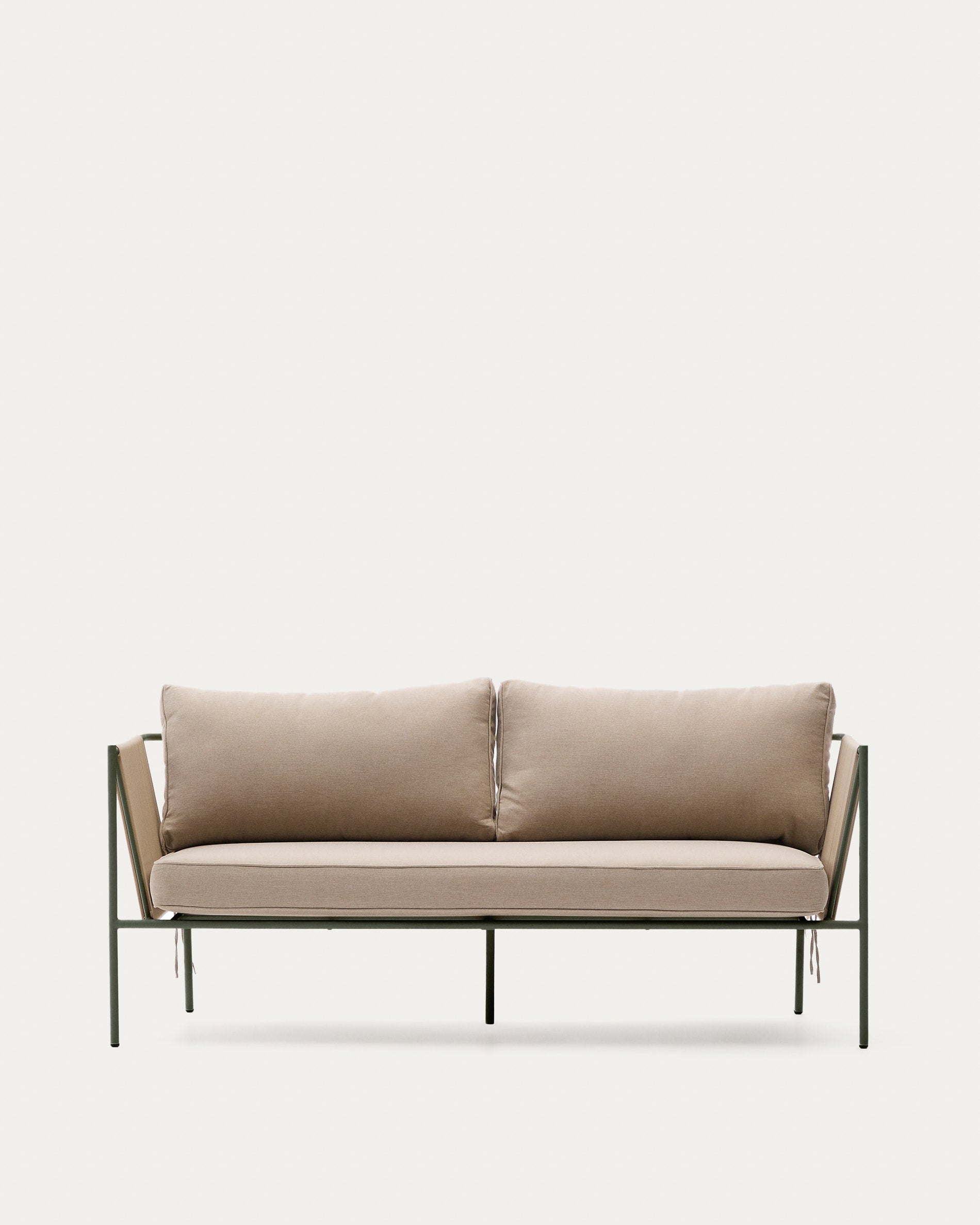 3-Sitzer-Outdoor-Sofa Zivia aus écrufarbenem Seil und grün verzinktem Stahl 178 cm