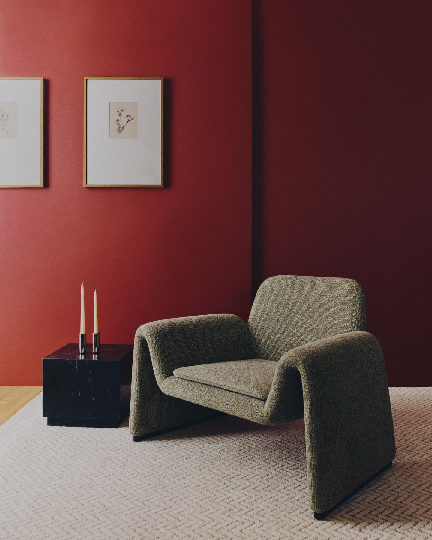 Sessel Melvia mit grüner Chenille in Hellgrün präsentiert im Onlineshop von KAQTU Design AG. Sessel ist von Kave Home