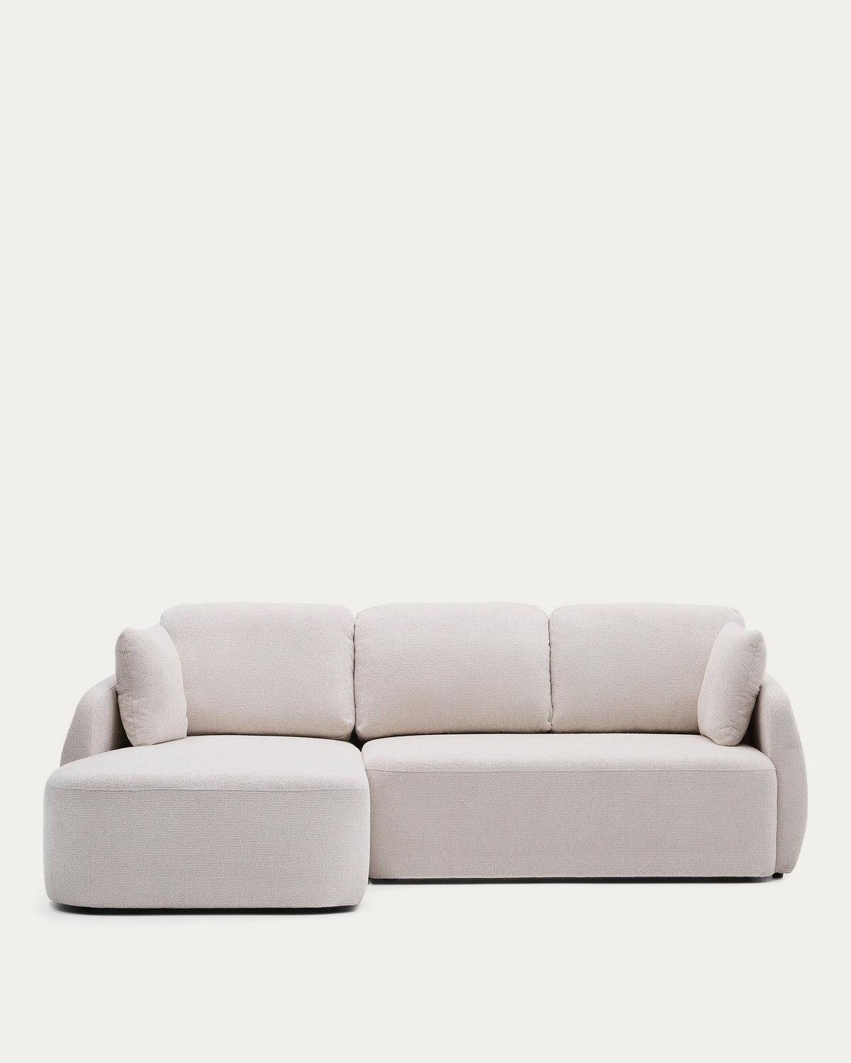 3-Sitzer-Bettsofa Laira in ecrufarbener Chenille und Chaiselongue links, 246 cm, FSC Mix Credit in Ecru präsentiert im Onlineshop von KAQTU Design AG. Bettsofa links ist von Kave Home