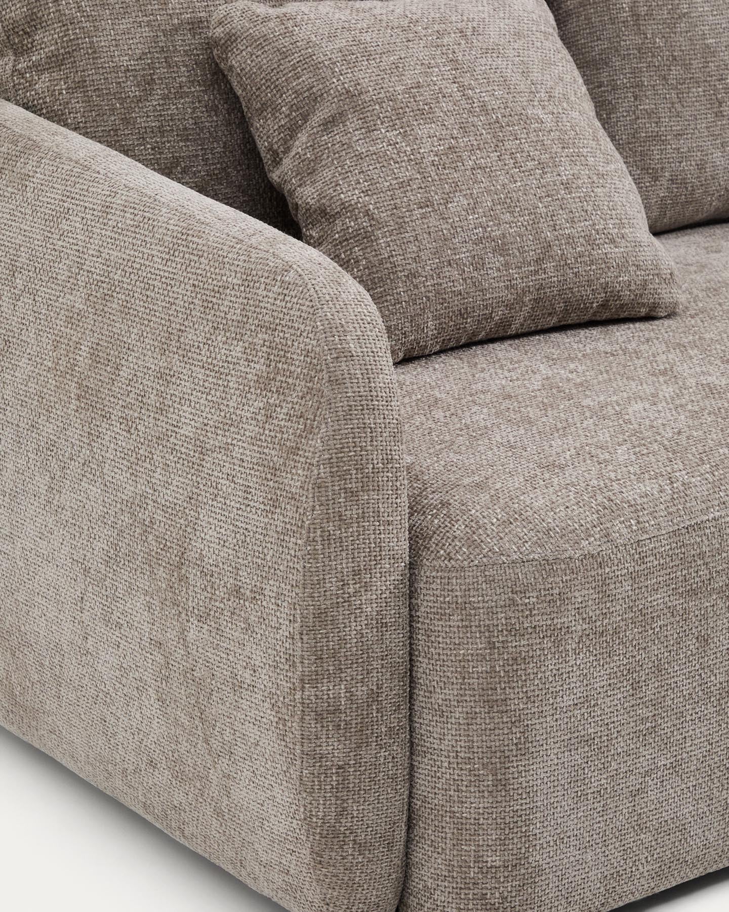 3-Sitzer-Bettsofa Laira in taupefarbener Chenille und Chaiselongue rechts, 246 cm, FSC Mix Credit in Taupe präsentiert im Onlineshop von KAQTU Design AG. Bettsofa ist von Kave Home