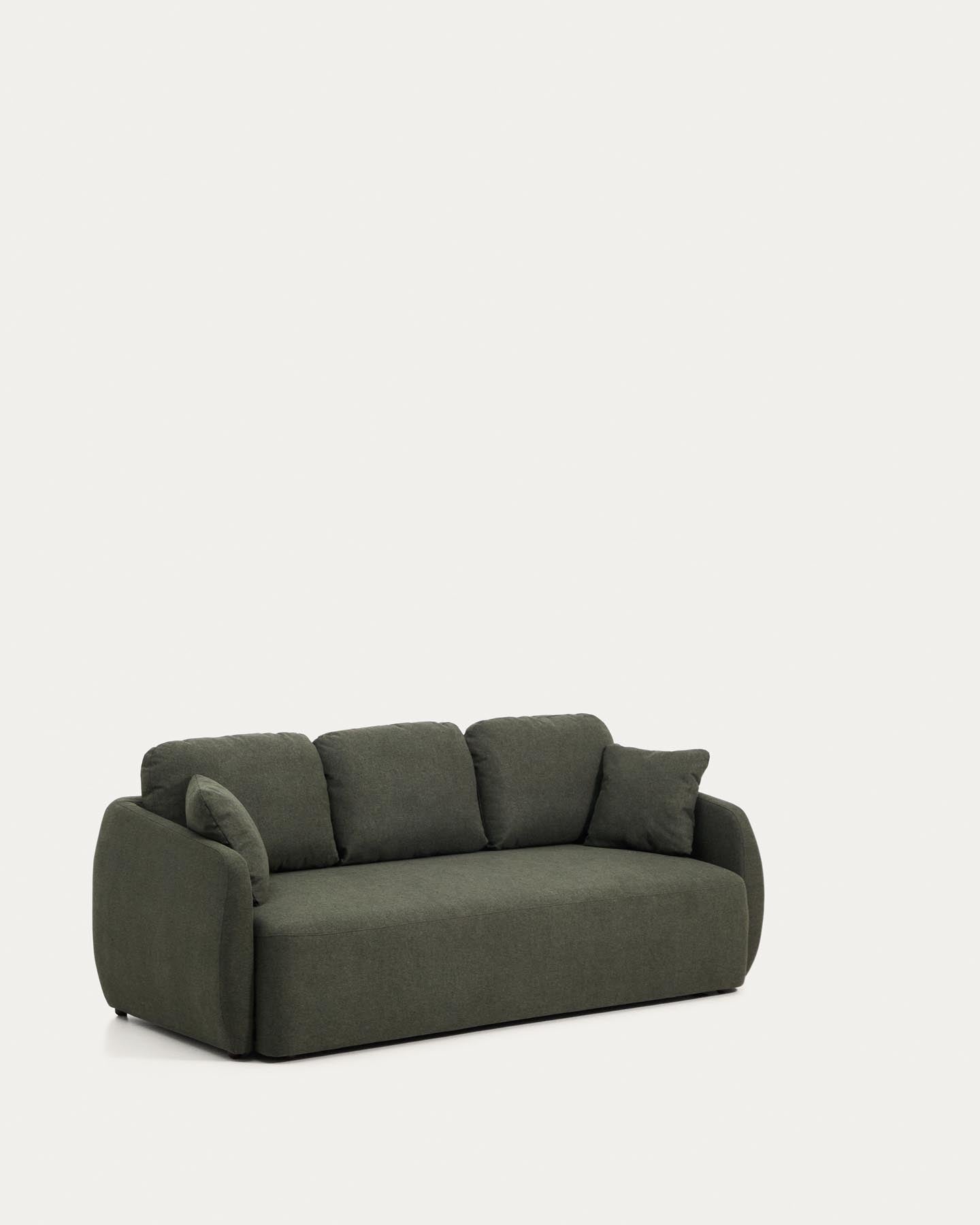 3-Sitzer-Bettsofa Laira in dunkelgrüner Chenille, 218 cm, FSC Mix Credit in Dunkelgrün präsentiert im Onlineshop von KAQTU Design AG. Bettsofa ist von Kave Home