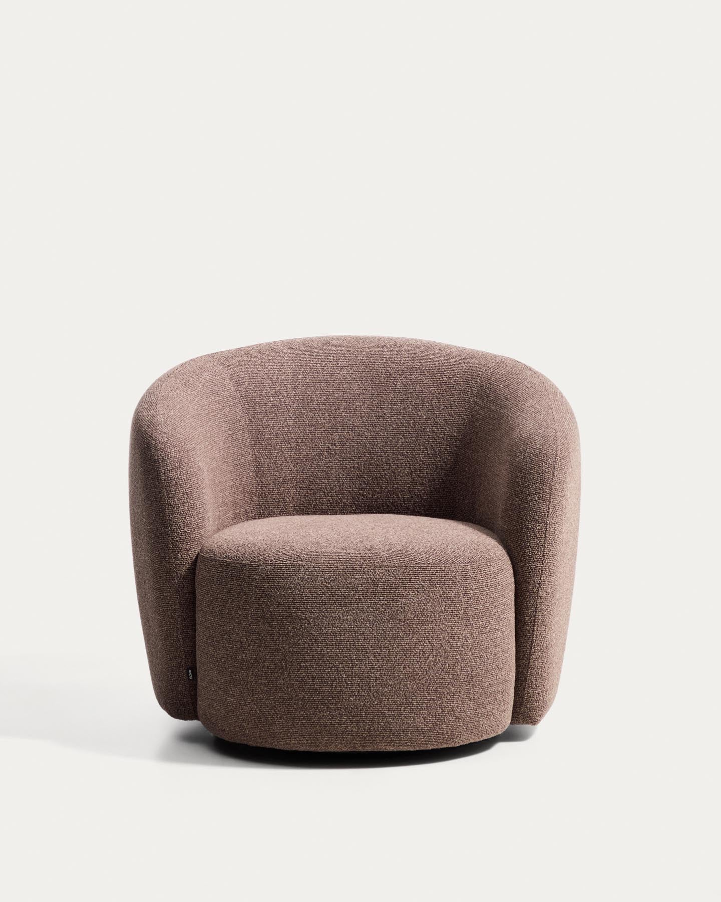 Drehsessel Odenia mit braunem Micro-Bouclé in Dunkelbraun präsentiert im Onlineshop von KAQTU Design AG. Drehsessel ist von Kave Home