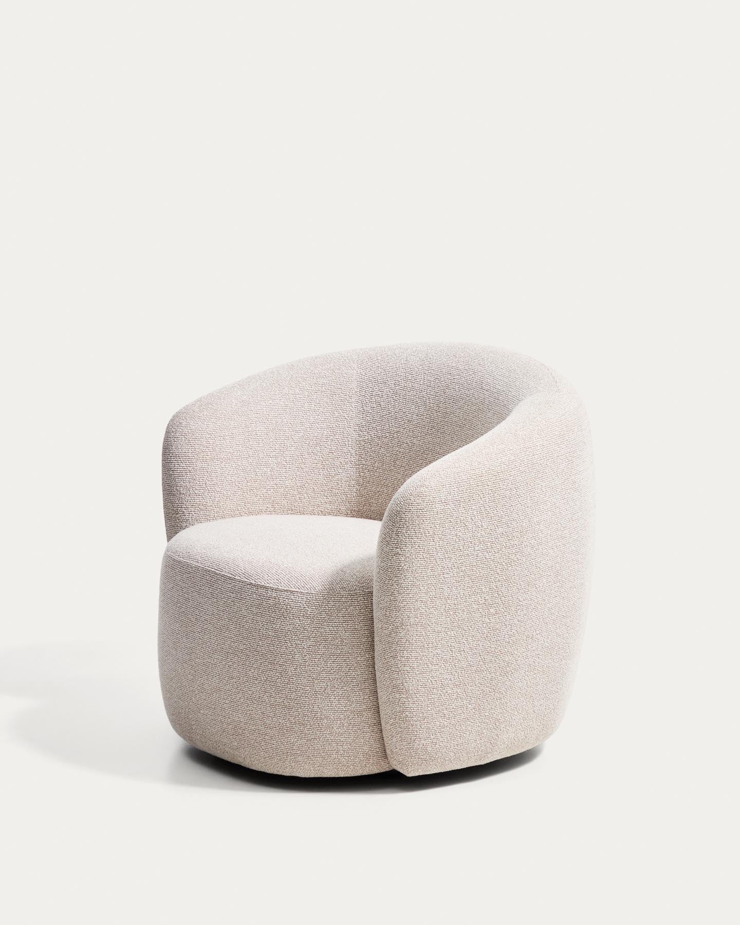 Drehsessel Odenia, schwer entflammbar mit beigem Micro-Bouclé in Beige präsentiert im Onlineshop von KAQTU Design AG. Drehsessel ist von Kave Home